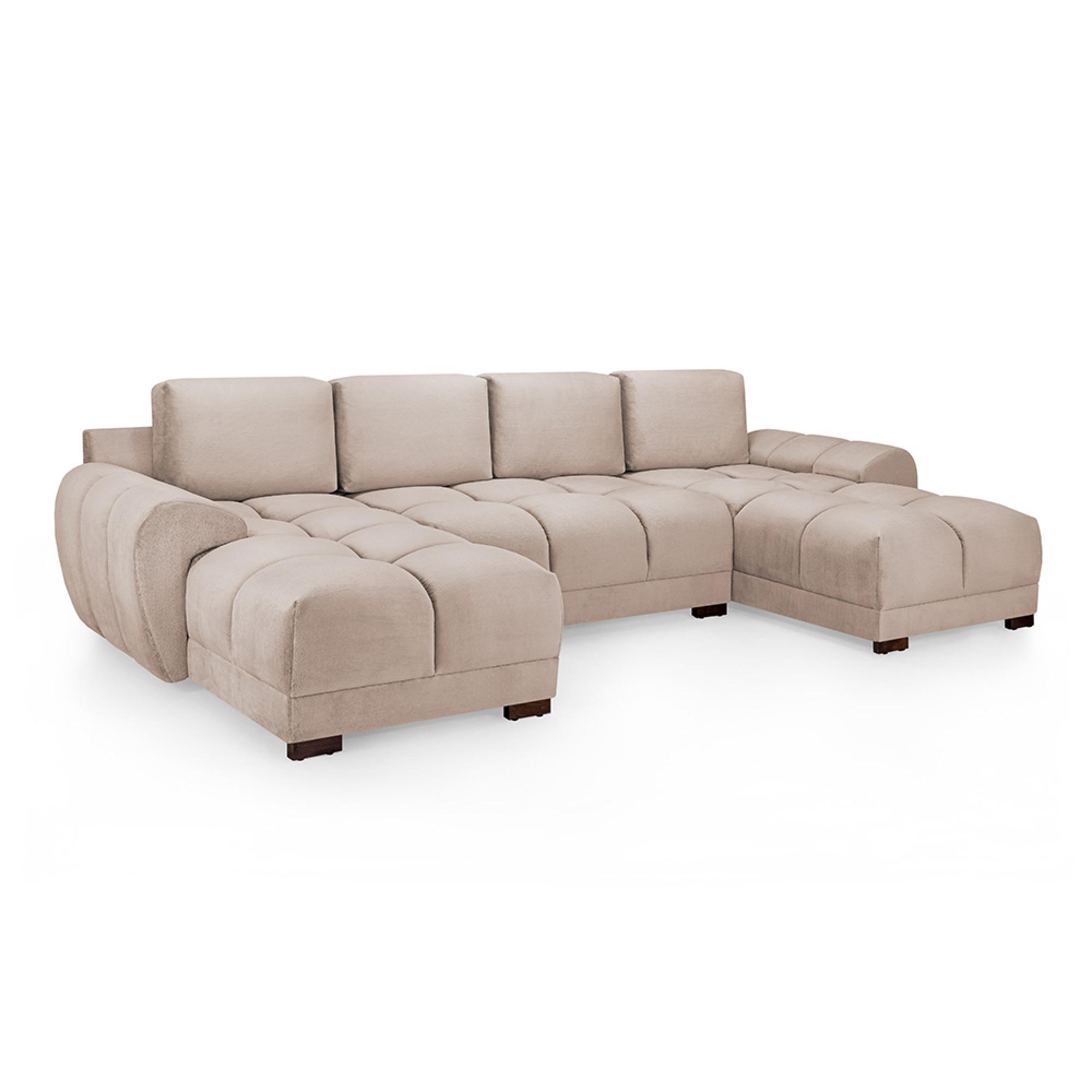 Azzuro U Shape Corner Sofa Suite - Mocha Velvet Fabric