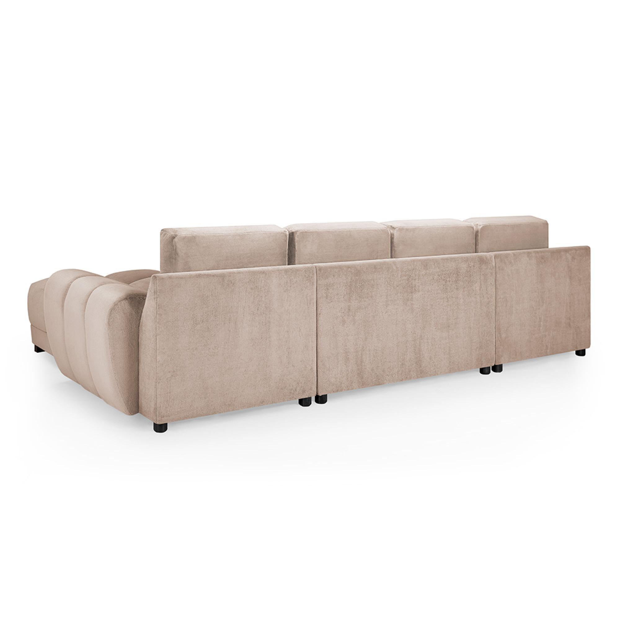 Azzuro U Shape Corner Sofa Suite - Mocha Velvet Fabric