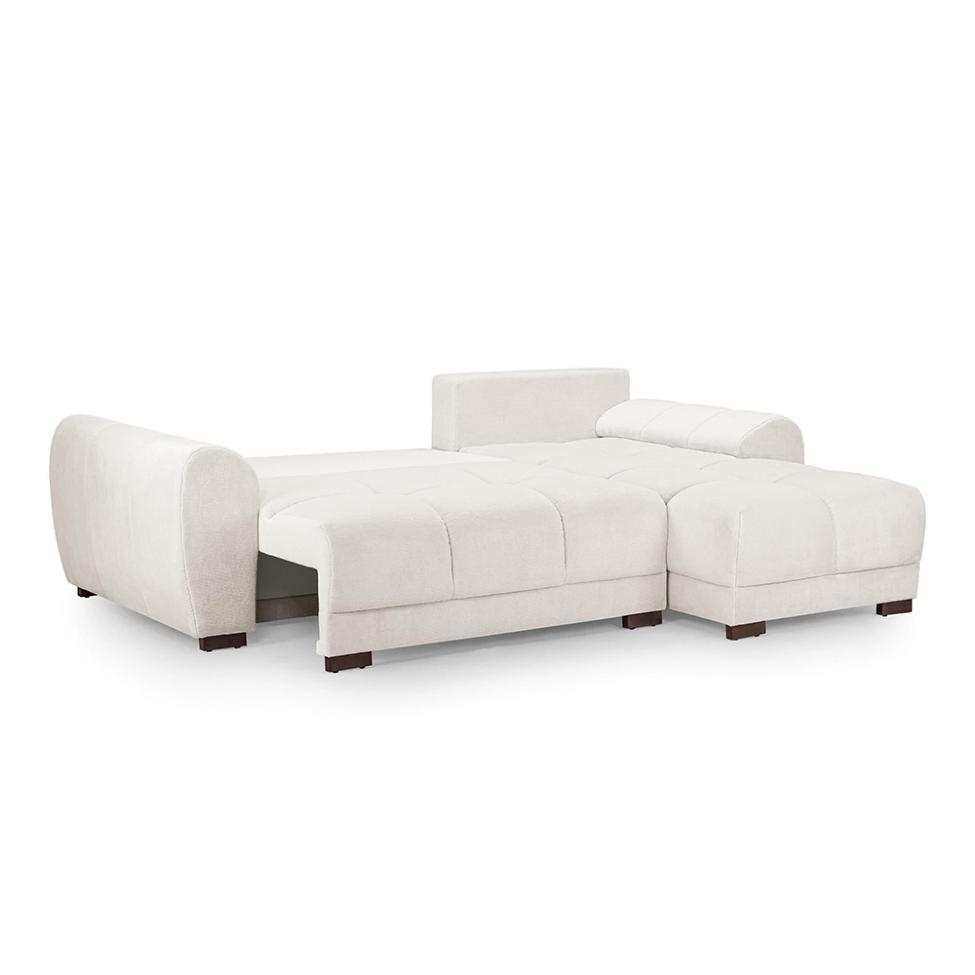 Azzuro Universal Corner Sofa Bed - Cream - Storage