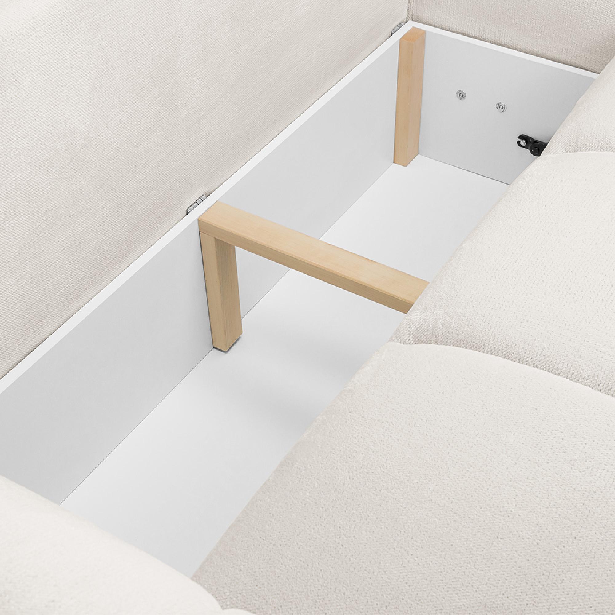 Azzuro Universal Corner Sofa Bed - Cream - Storage