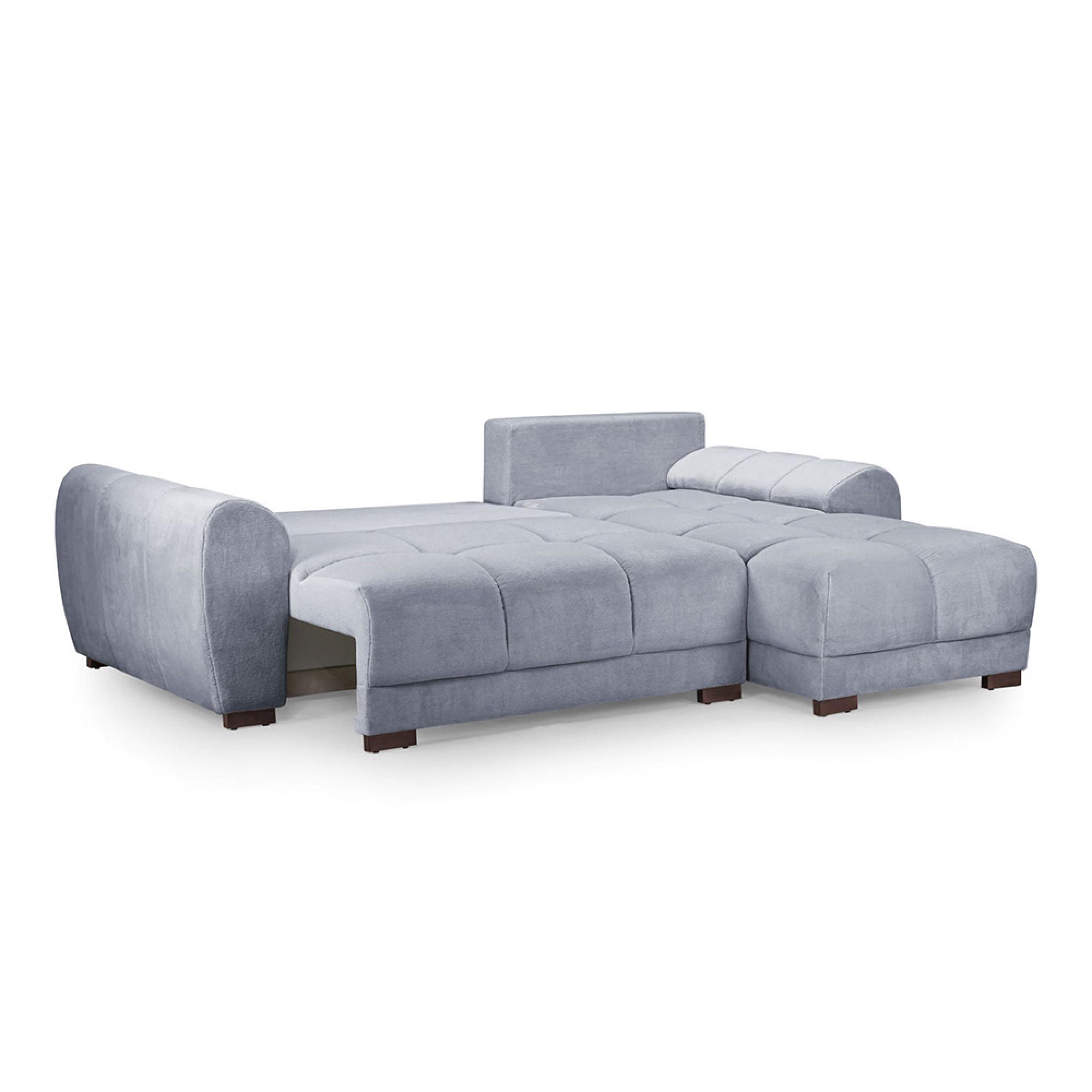 Azzuro Universal Corner Sofa Bed - Grey - Storage