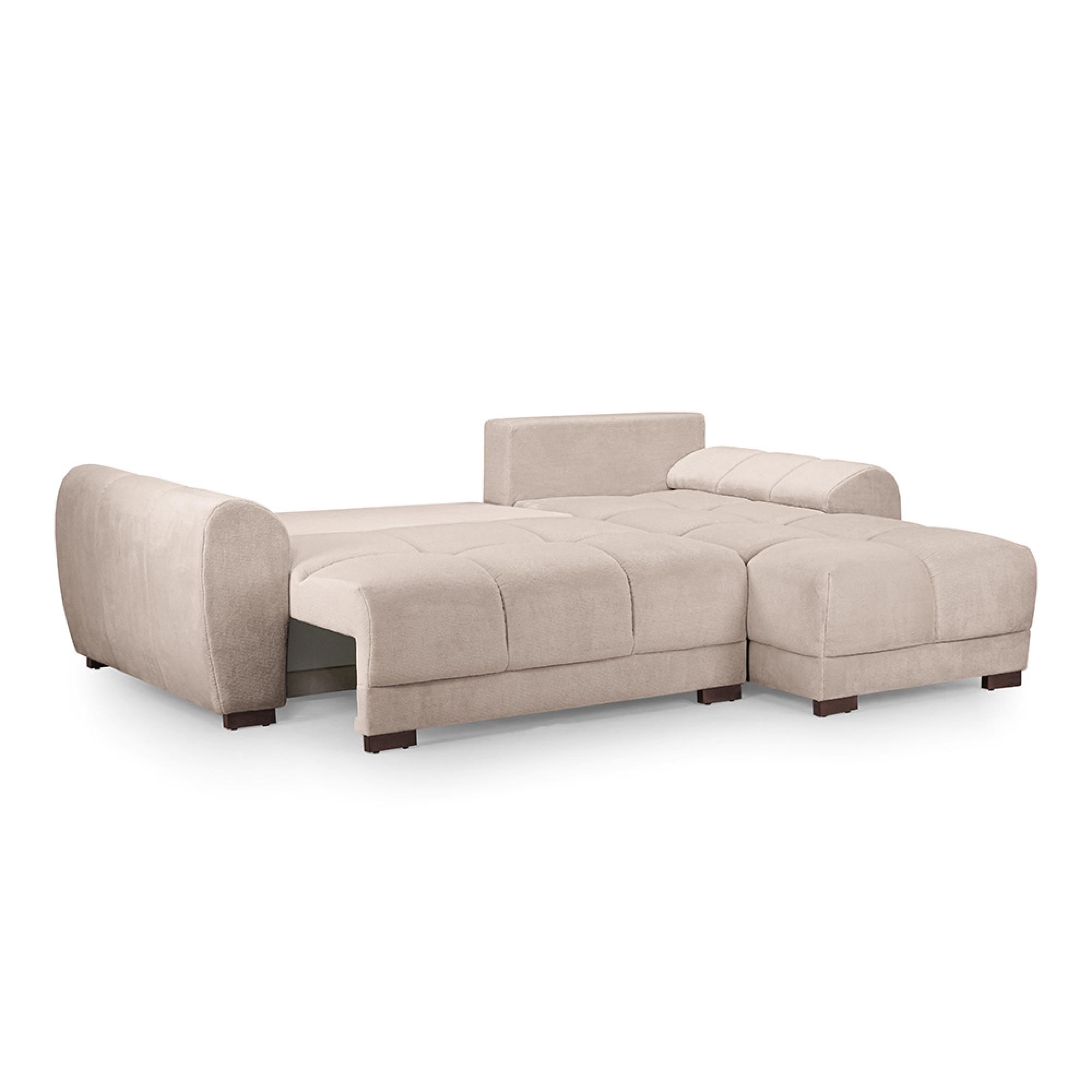Azzuro Universal Corner Sofa Bed - Mocha - Storage
