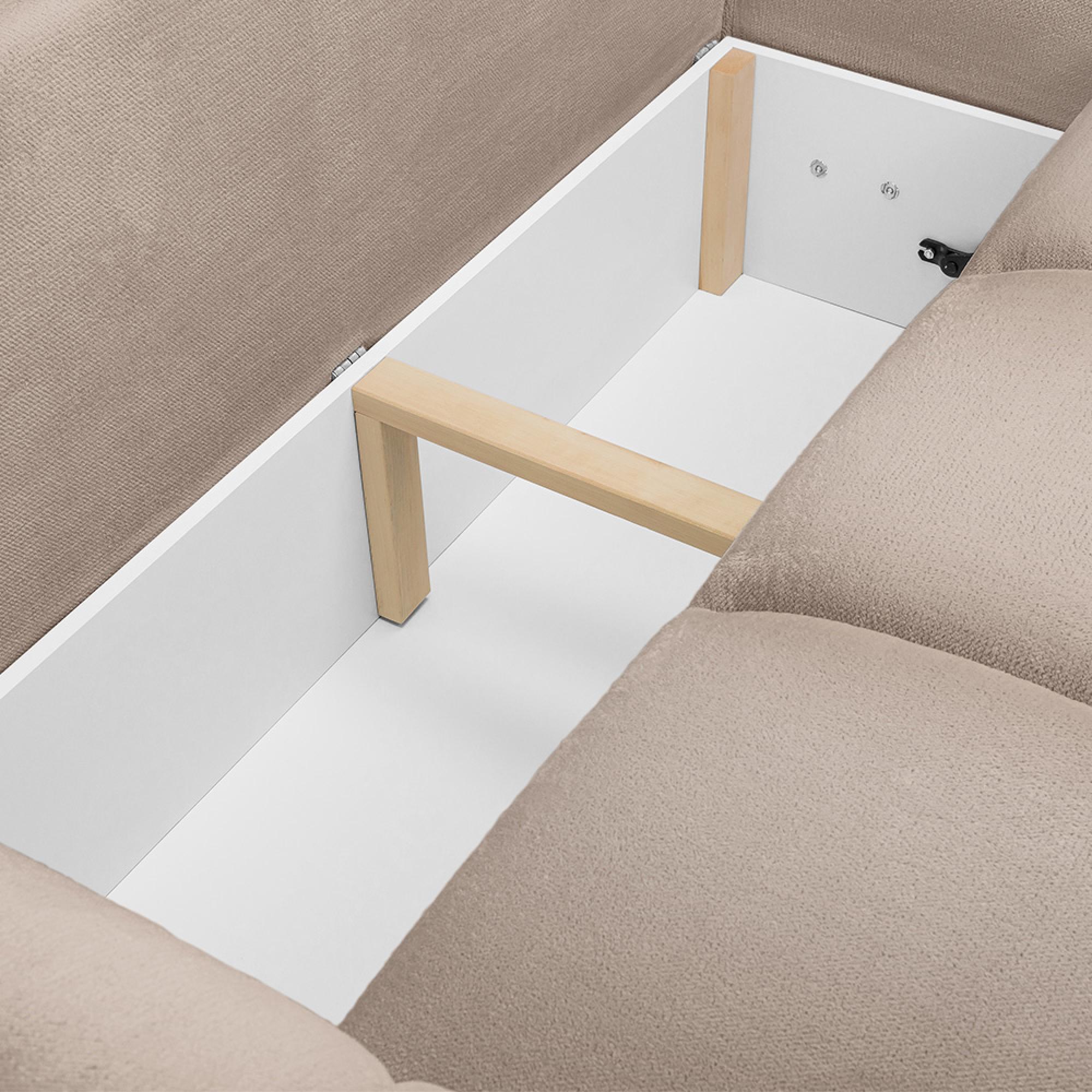 Azzuro Universal Corner Sofa Bed - Mocha - Storage