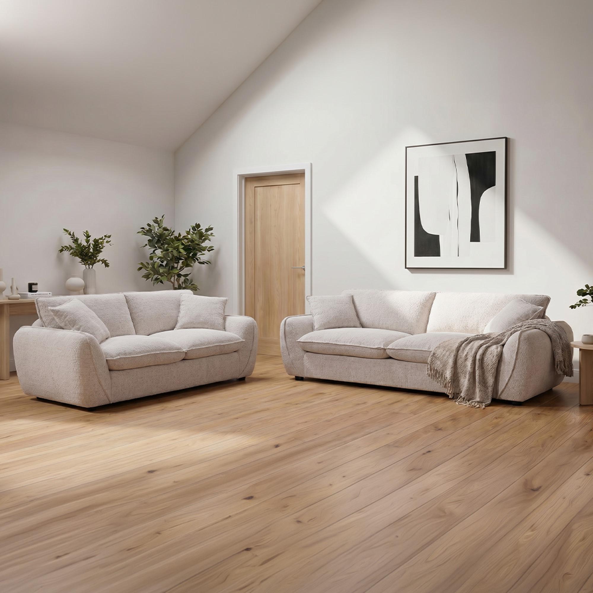 Berlin Sofa - Beige Fabric - 3+2 Seater