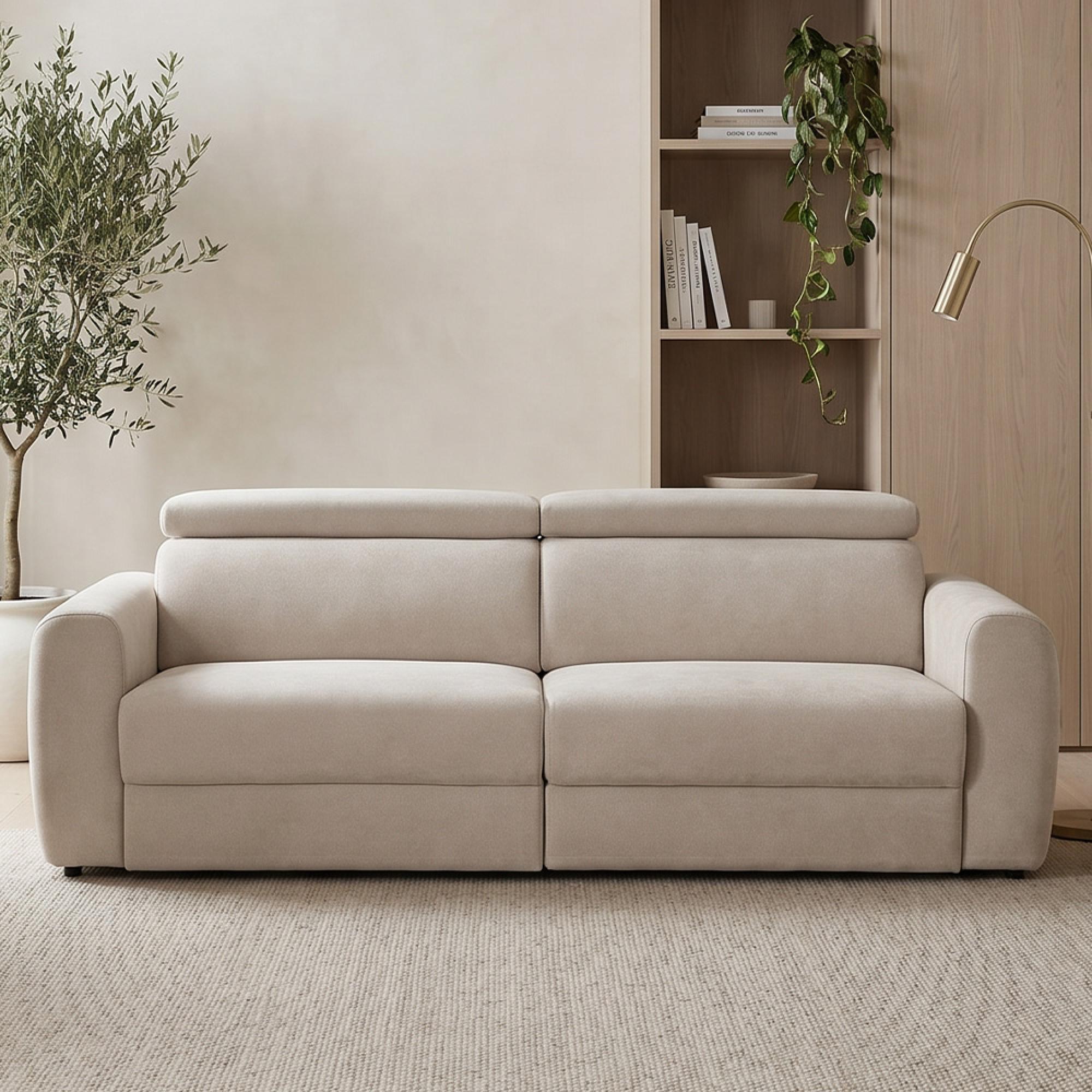 Dakota Electric Recliner Sofa Bed - Beige Fabric - 3 Seater - Pull Out