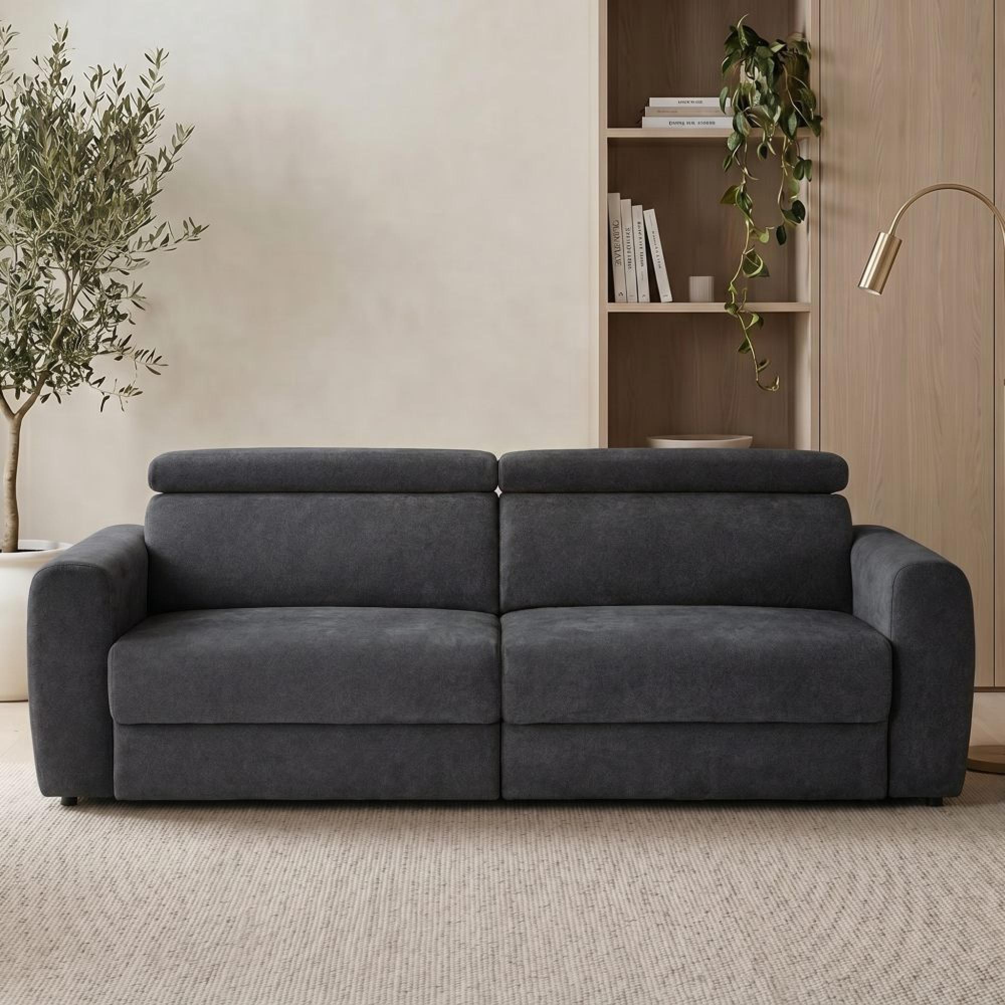 Dakota Electric Recliner Sofa Bed - Black Fabric - 3 Seater - Pull Out