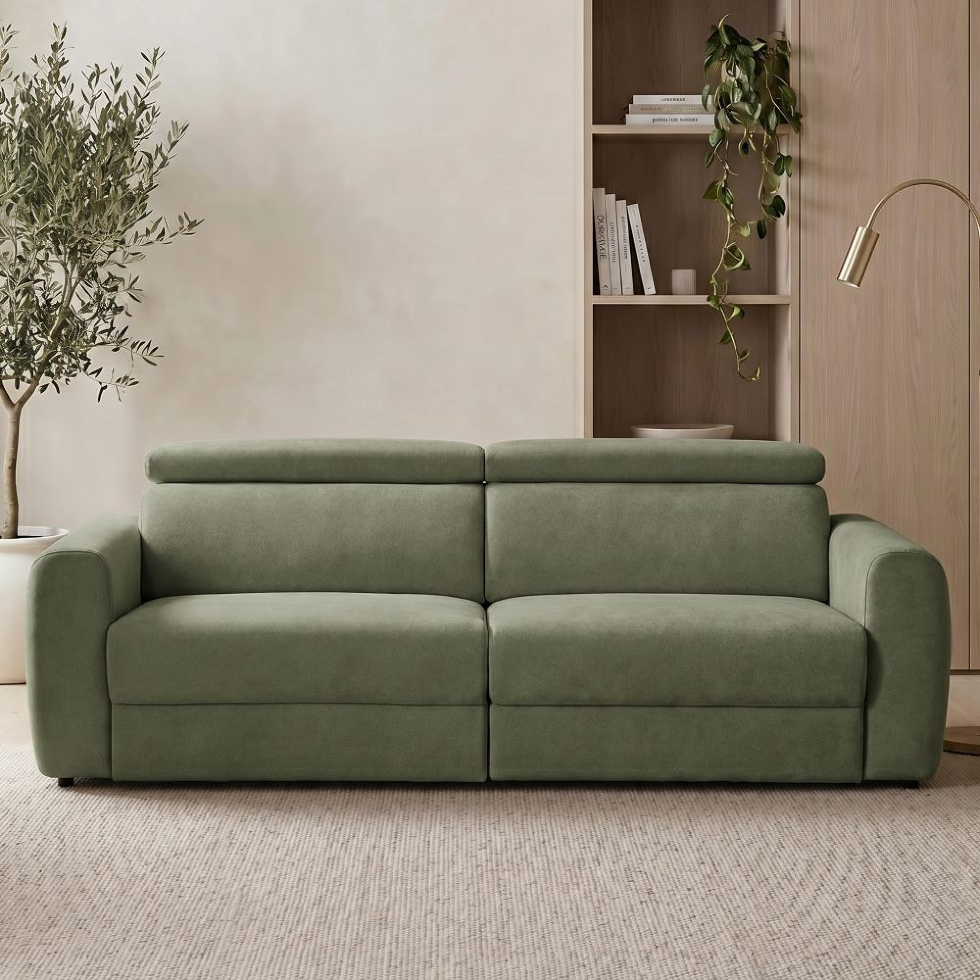 Dakota Electric Recliner Sofa Bed - Green Fabric - 3 Seater - Pull Out