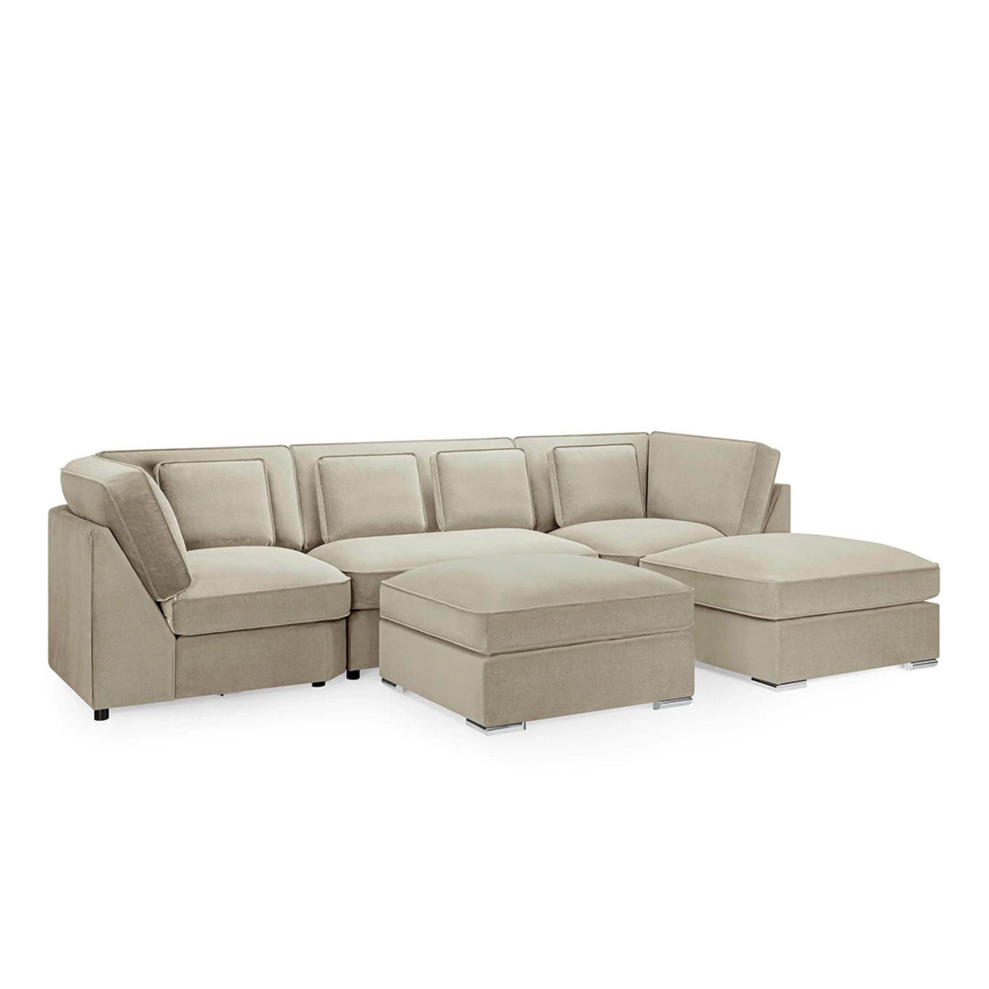Belgravia U Shape Corner Sofa - Beige Fabric
