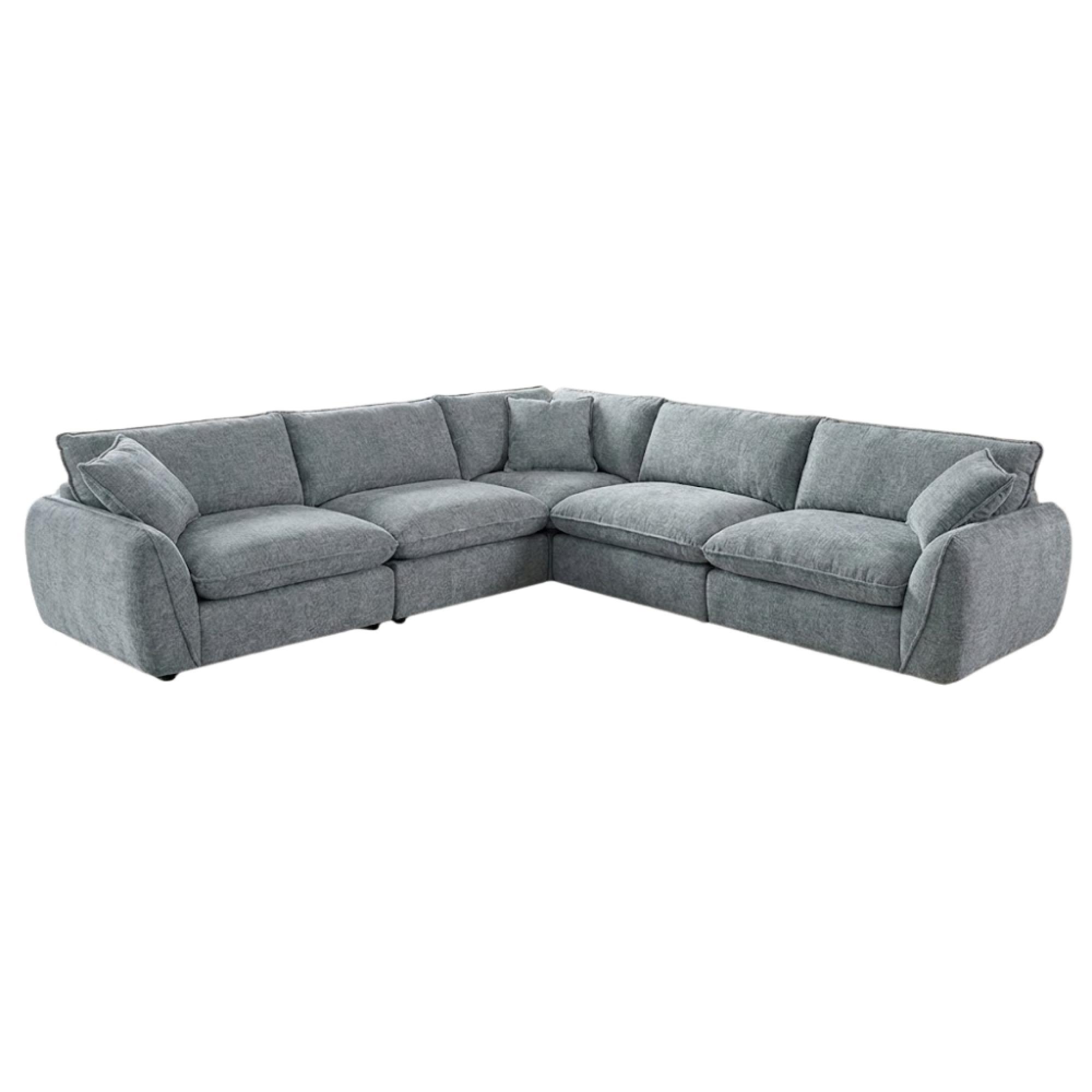 Berlin Corner Sofa Suite - Grey Fabric - Large