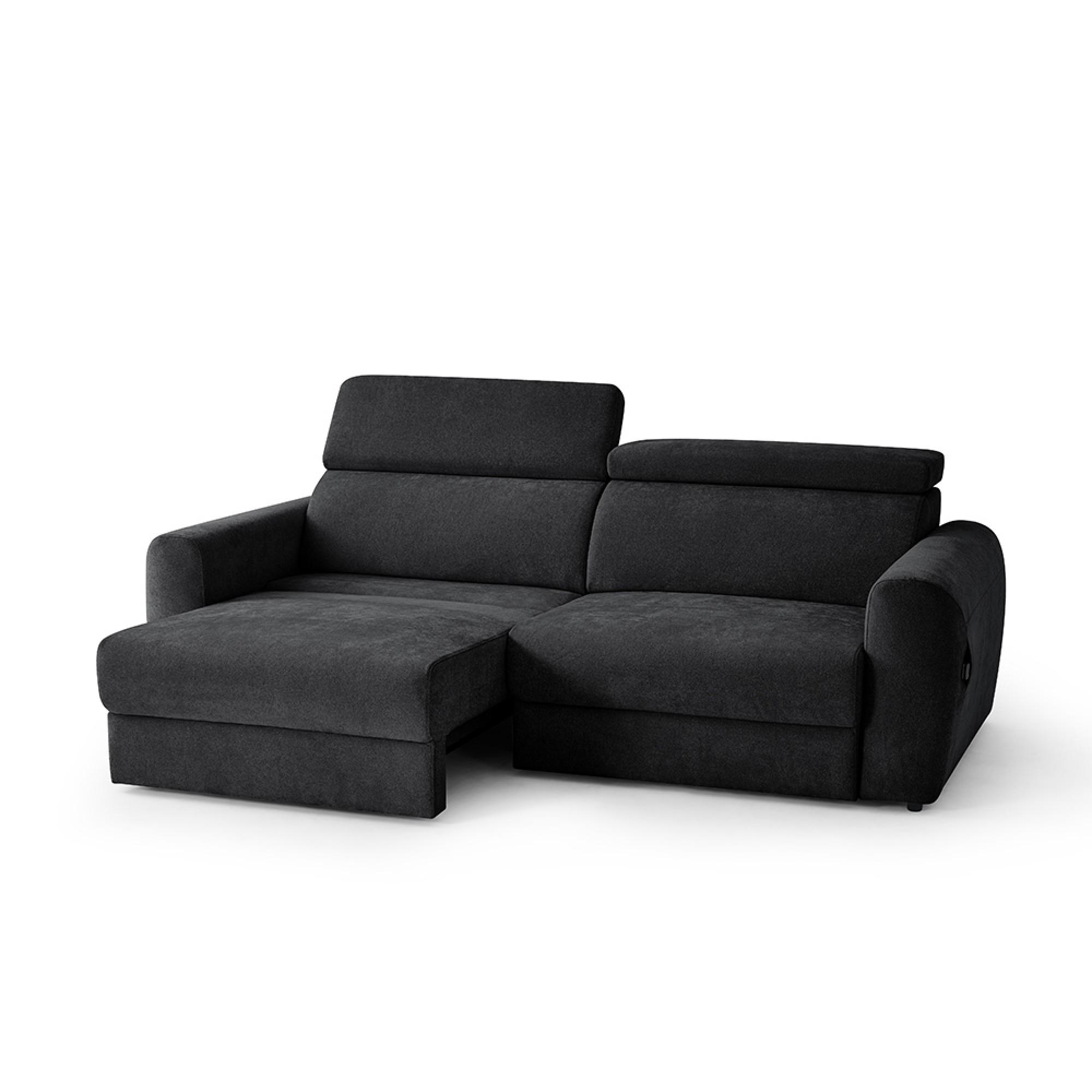Dakota Electric Recliner Sofa Bed - Black Fabric - 3 Seater - Pull Out