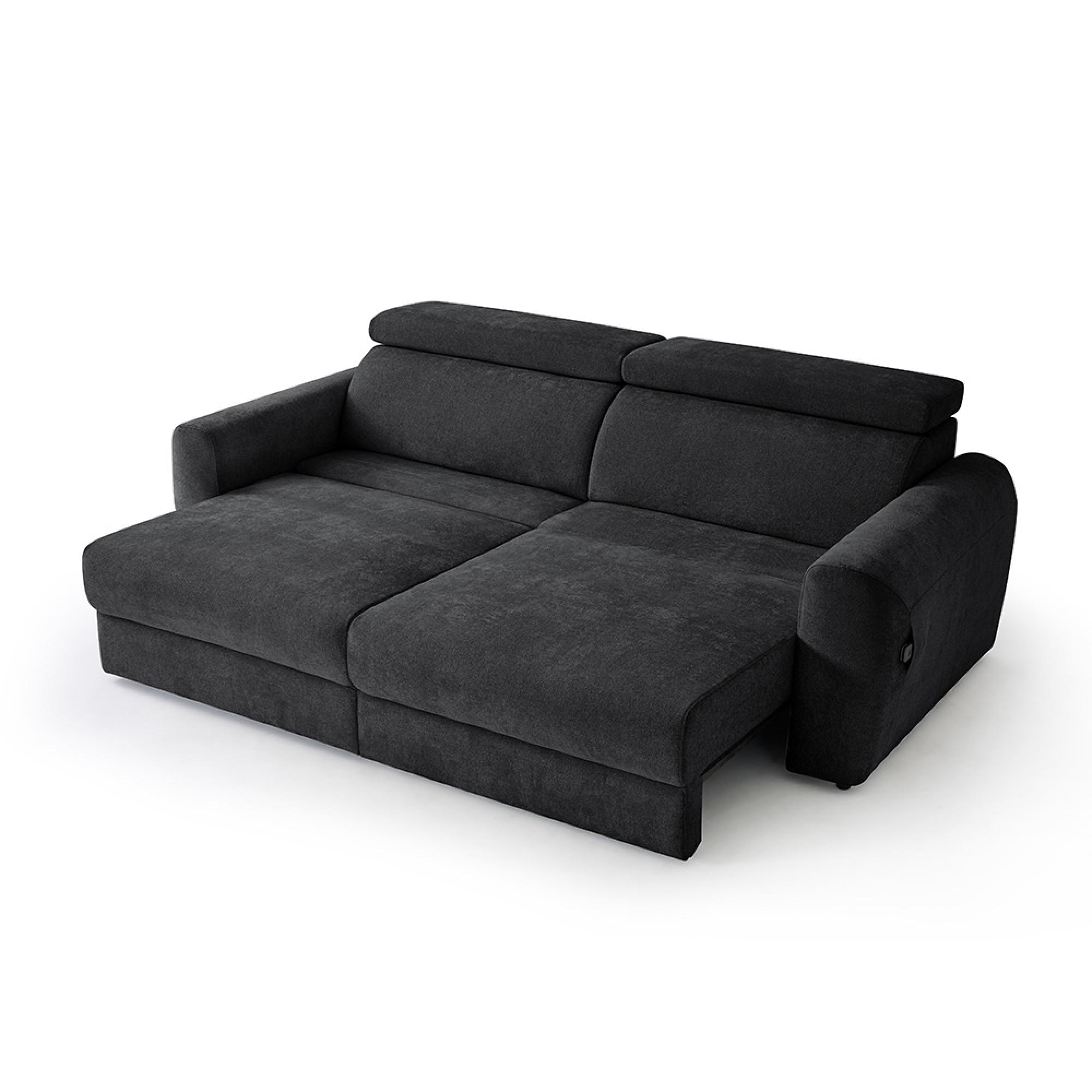 Dakota Electric Recliner Sofa Bed - Black Fabric - 3 Seater - Pull Out