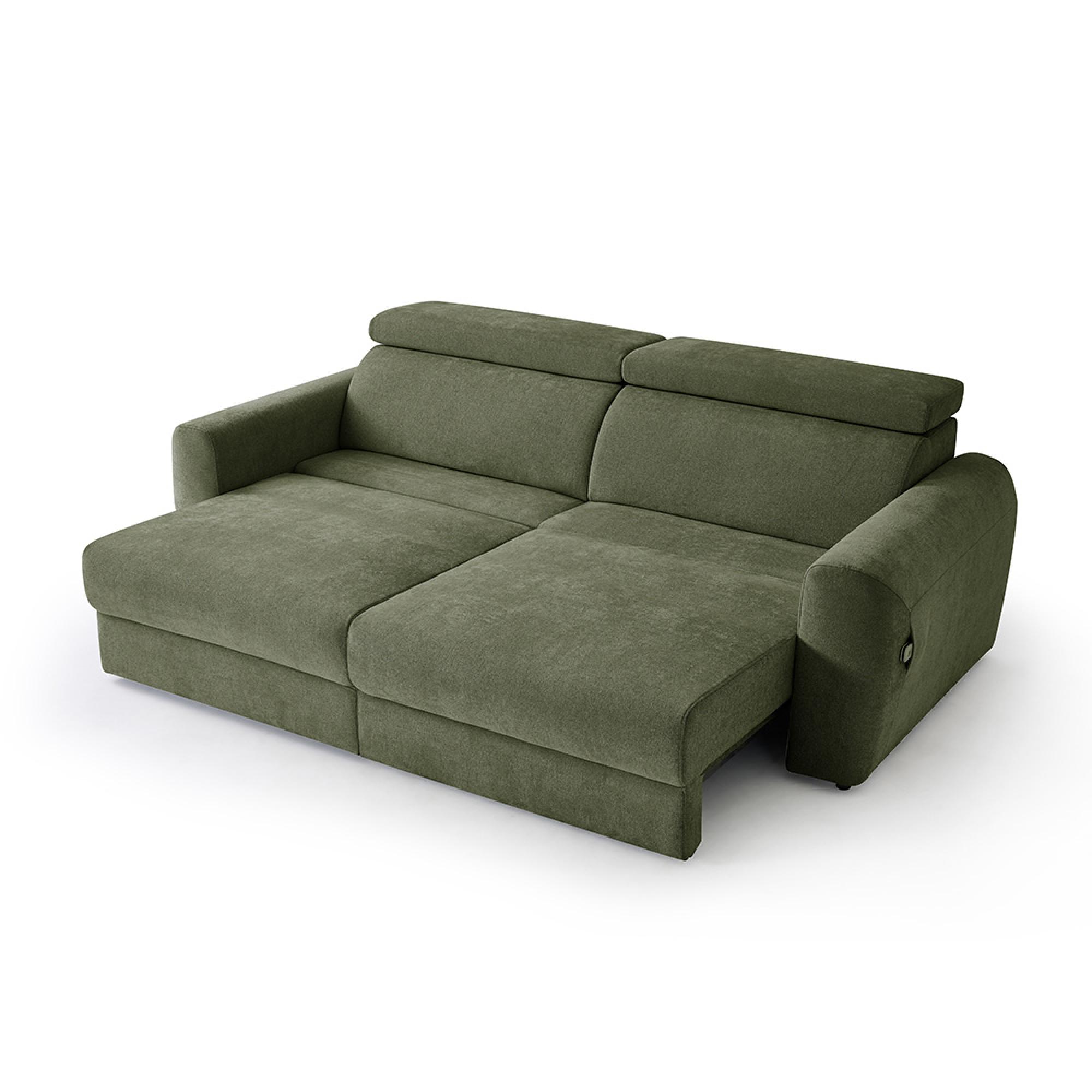 Dakota Electric Recliner Sofa Bed - Green Fabric - 3 Seater - Pull Out