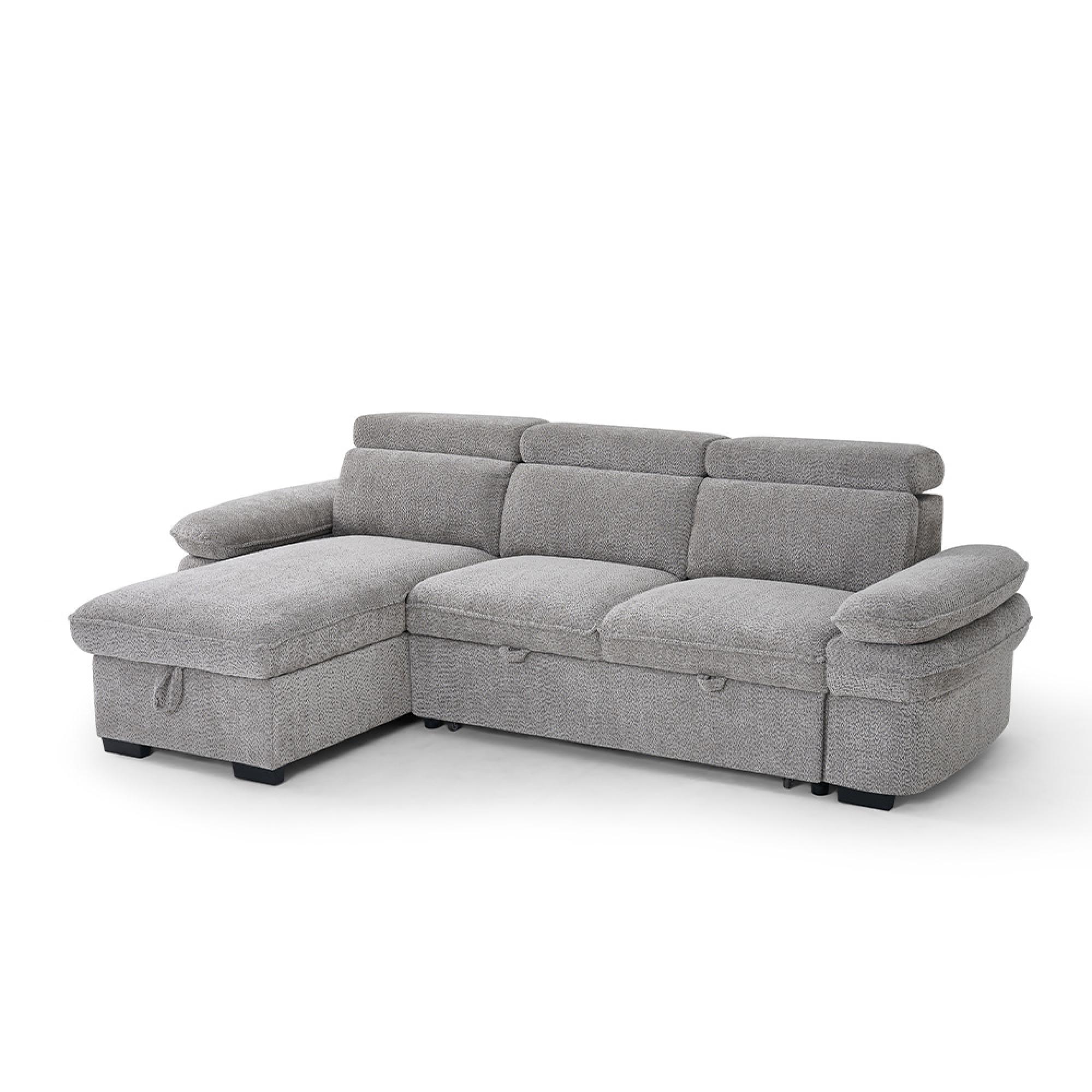 Hudson Universal Corner Sofa Bed - Grey Fabric - Pull Out