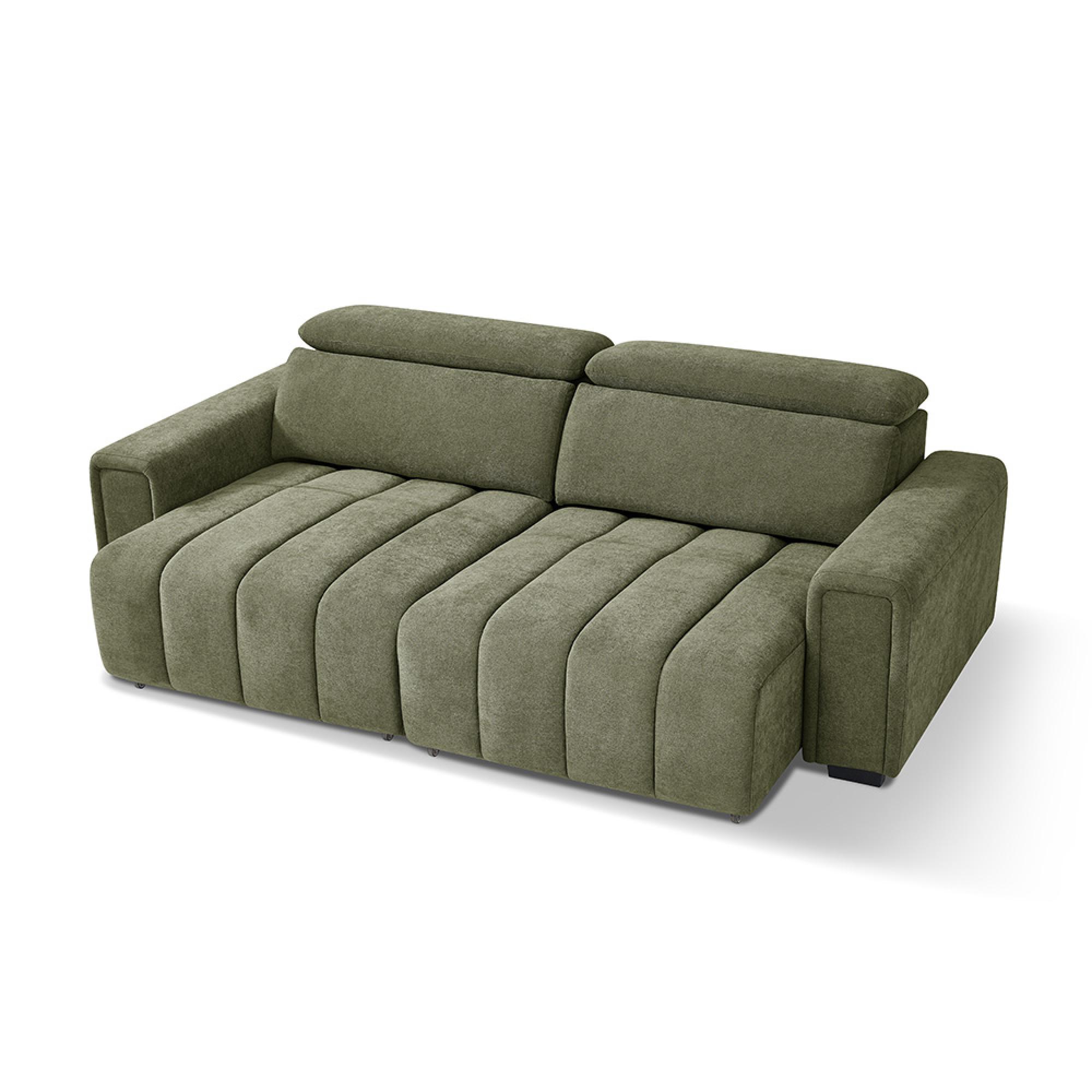 Molly Electric Recliner Sofa Bed - Green Fabric - 3 Seater - Click Clack
