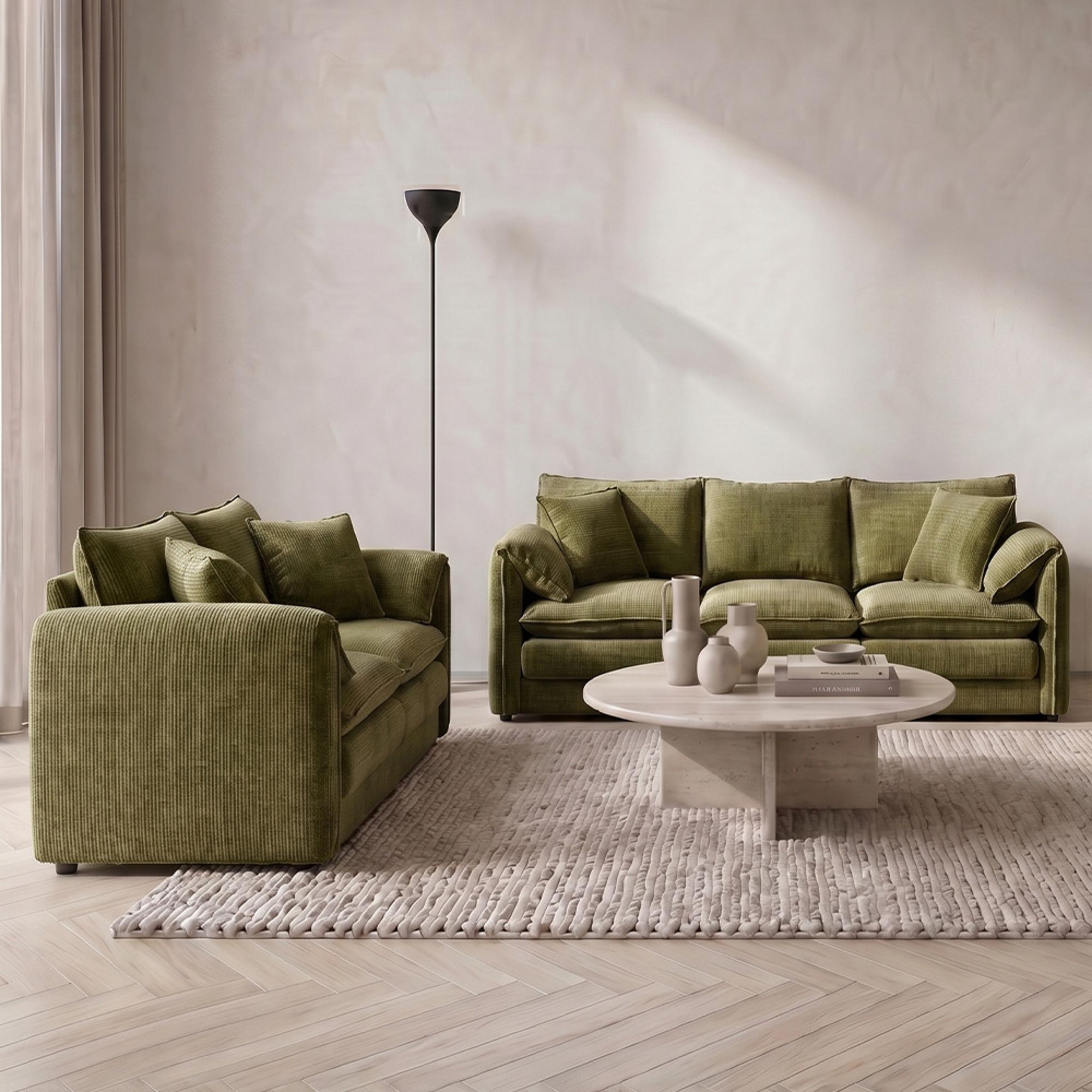 Solaya Sofa - Green Fabric - 3+2 Seater