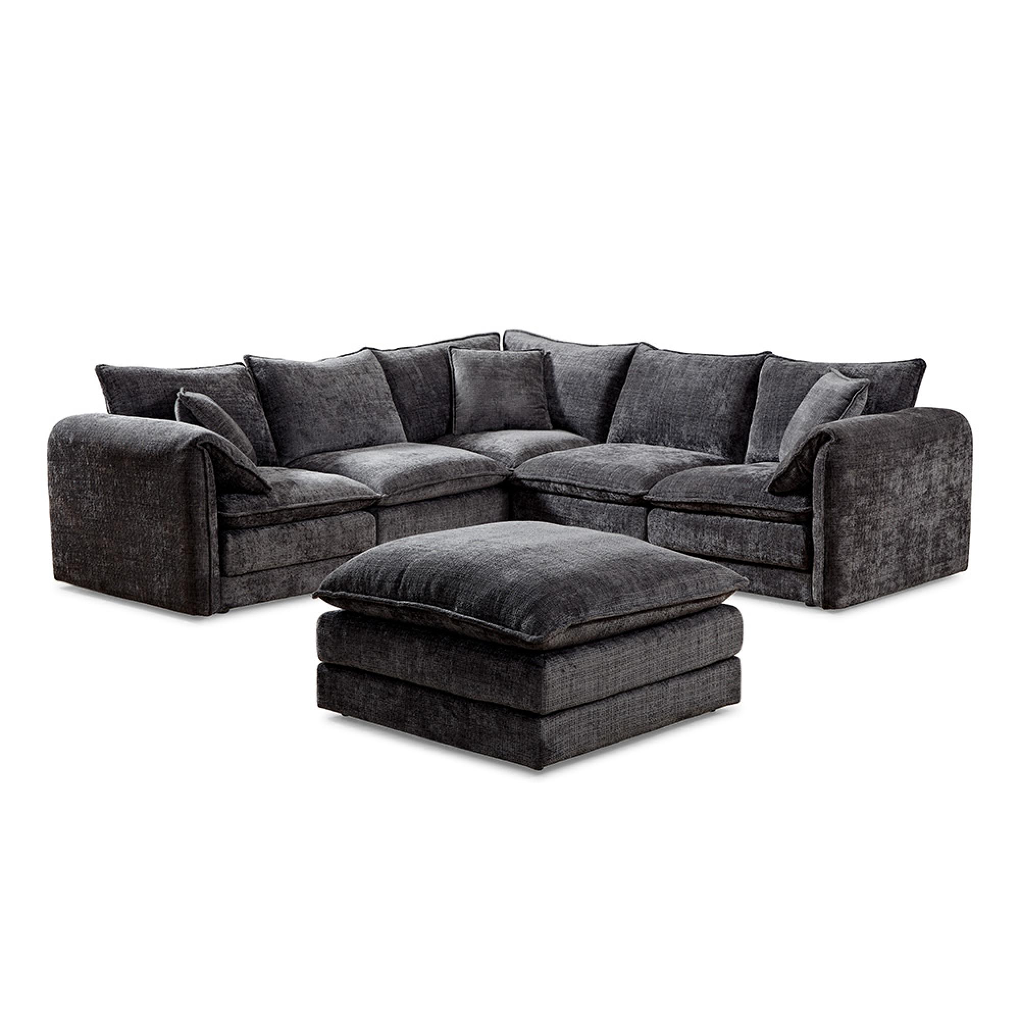 Solaya Corner Sofa - Black Fabric - Large