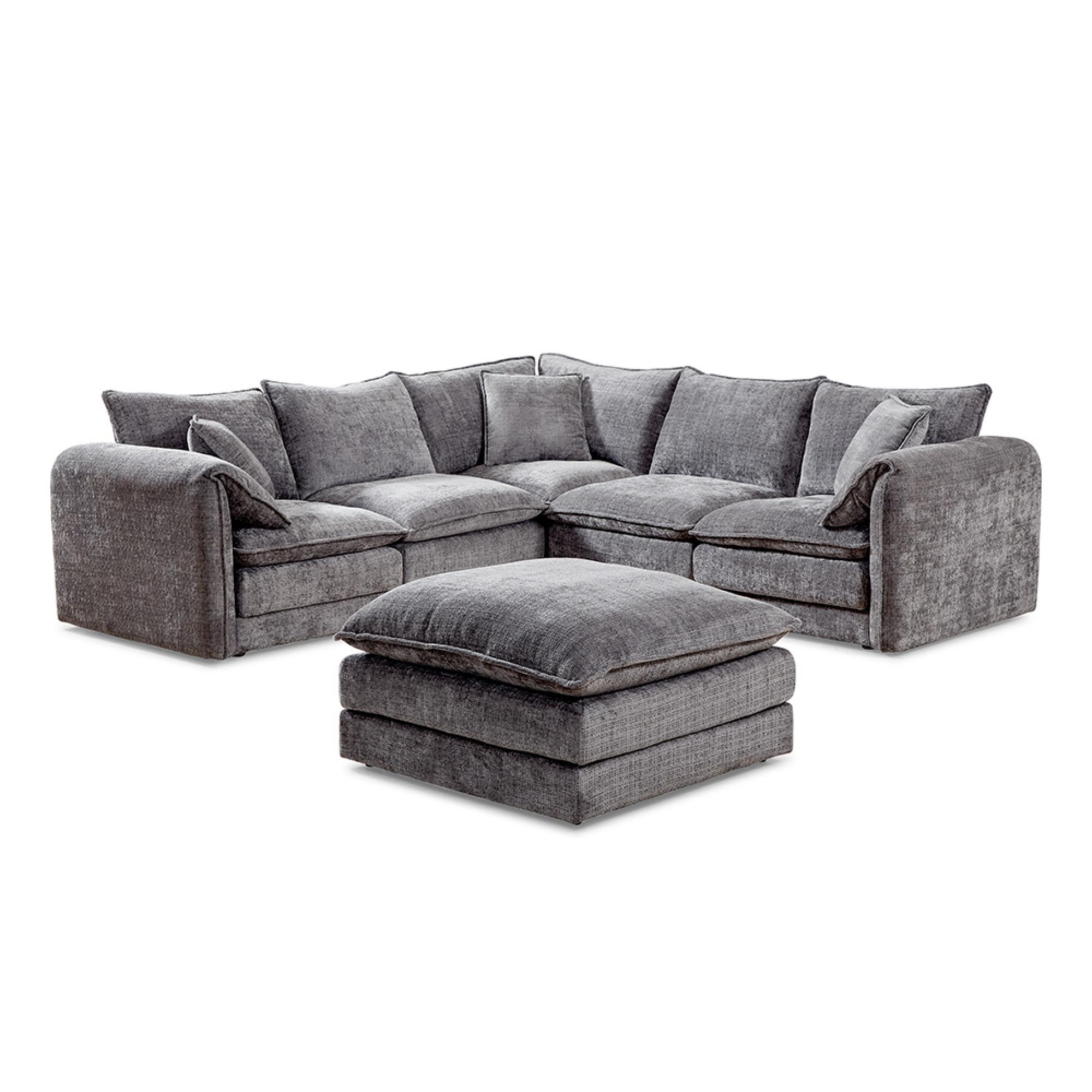 Solaya Corner Sofa - Grey Fabric - Large