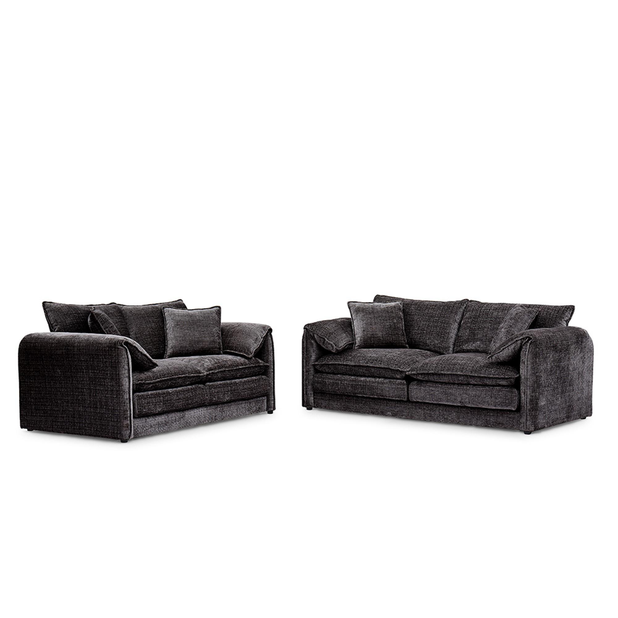 Solaya Sofa - Black Fabric - 3+2 Seater