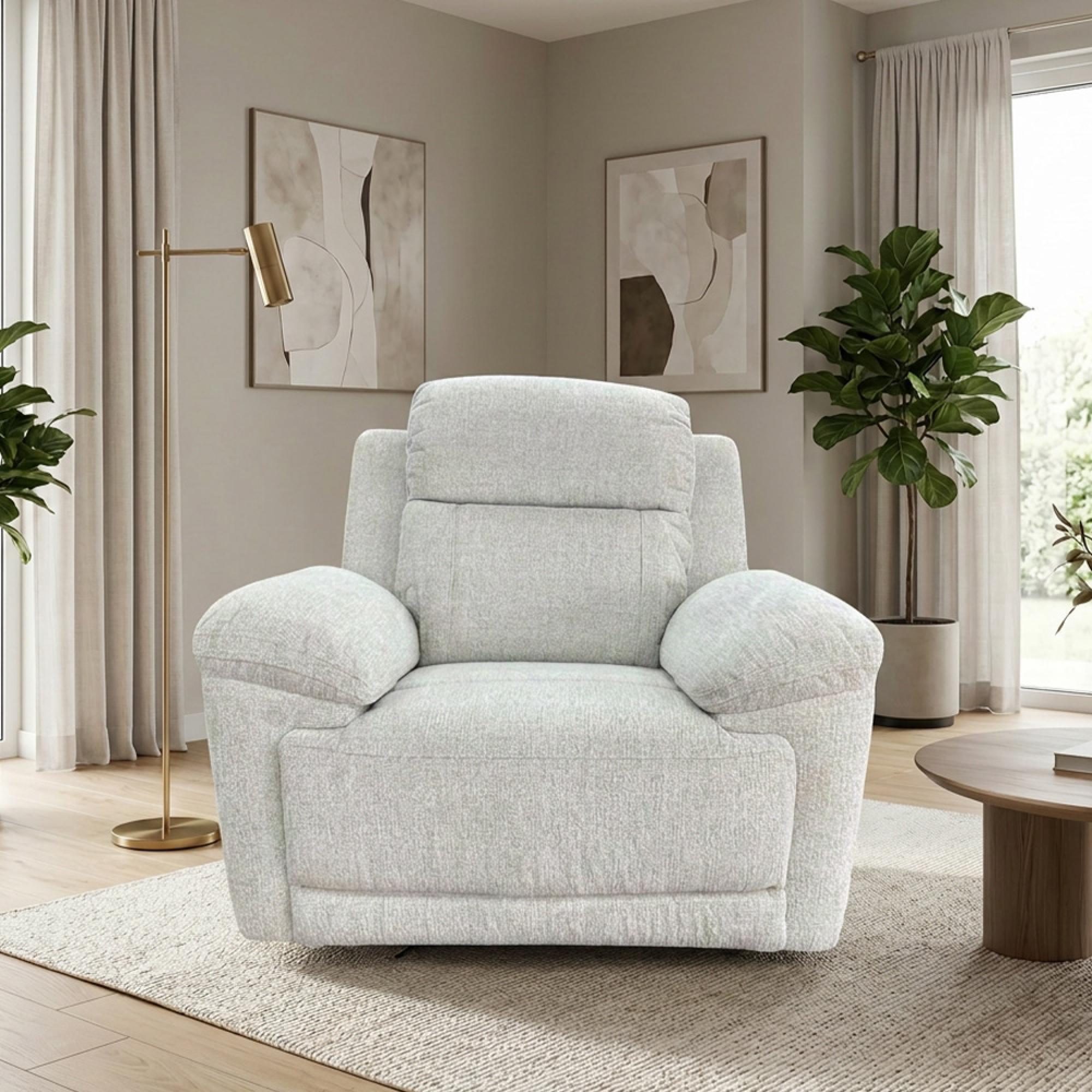 Owen Electric Recliner Armchair - Beige Fabric