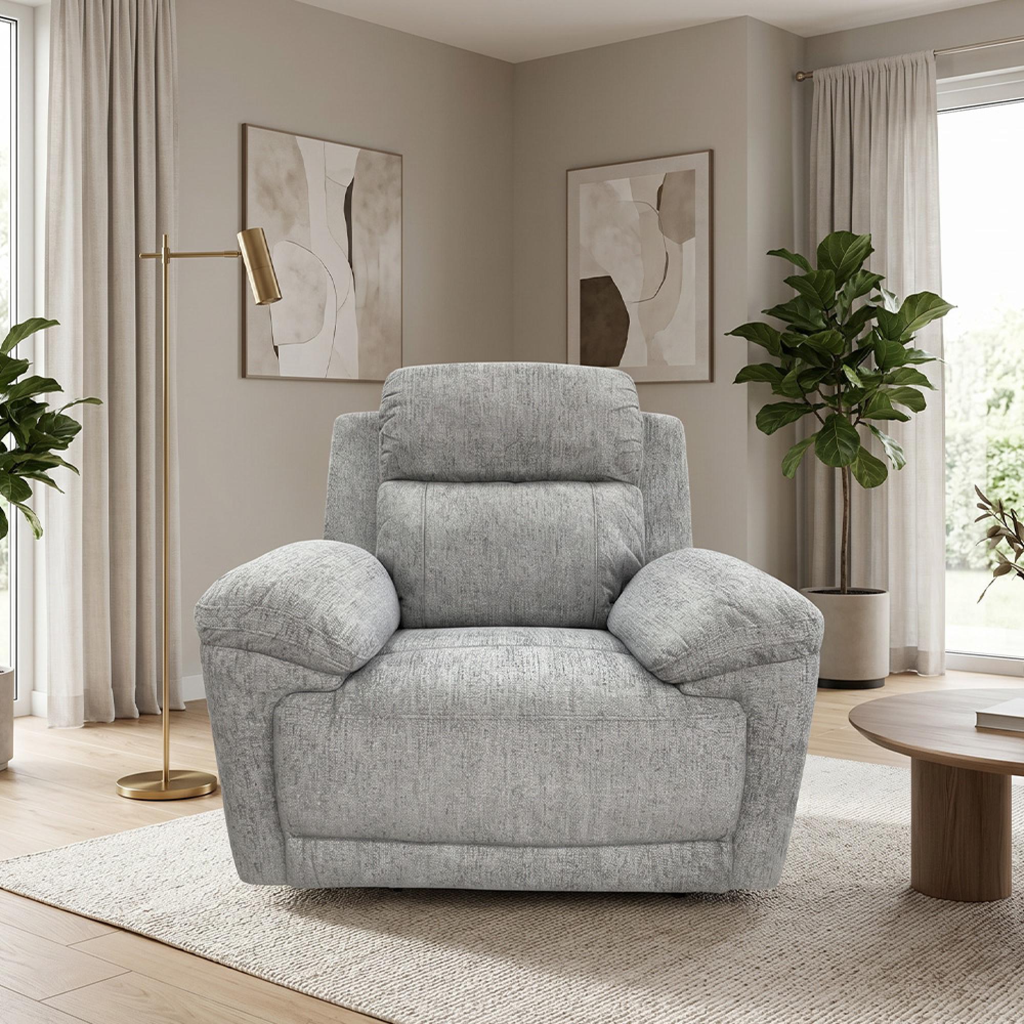 Owen Electric Recliner Armchair - Grey Fabric