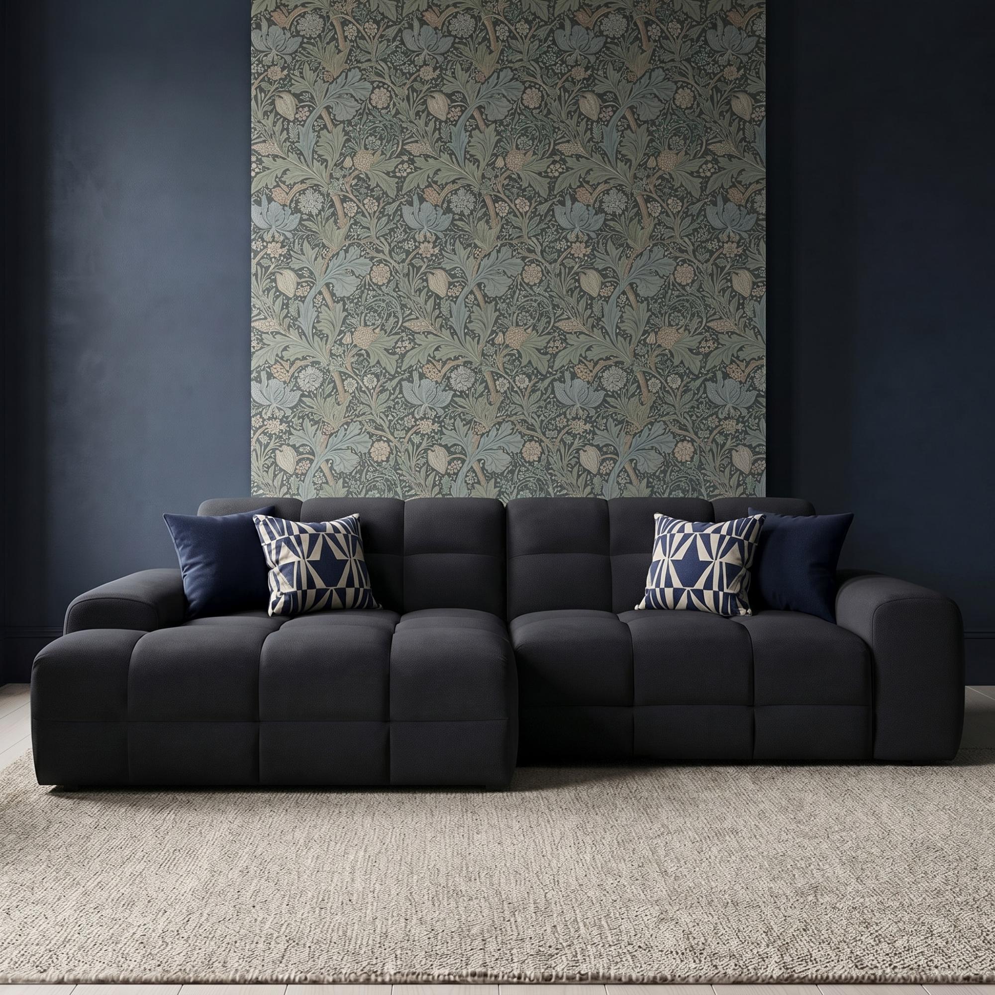 Jacob Corner Sofa - Black Fabric - LHF