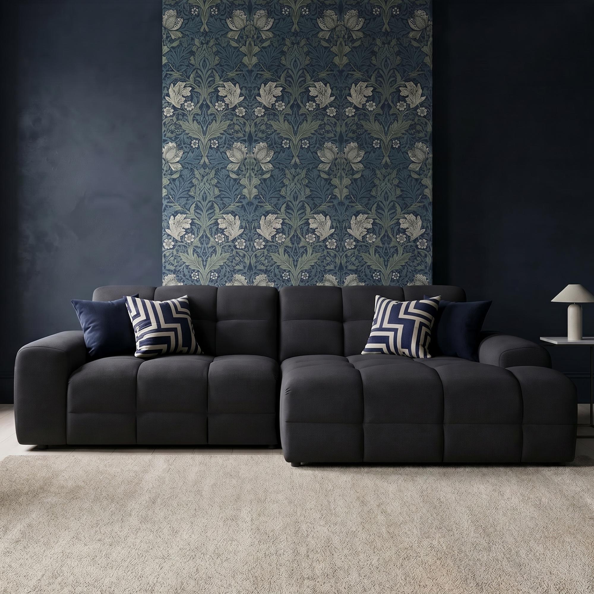 Jacob Corner Sofa - Black Fabric - RHF