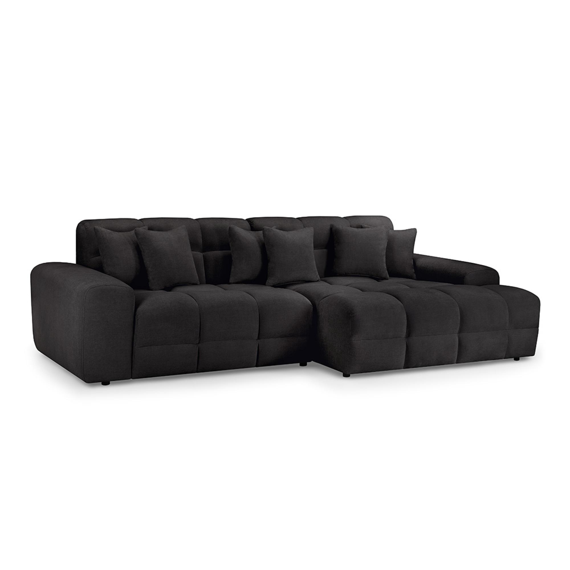 Jacob Corner Sofa - Black Fabric - RHF