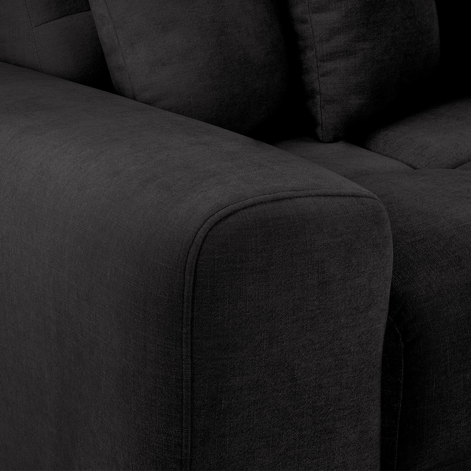 Jacob Corner Sofa - Black Fabric - RHF