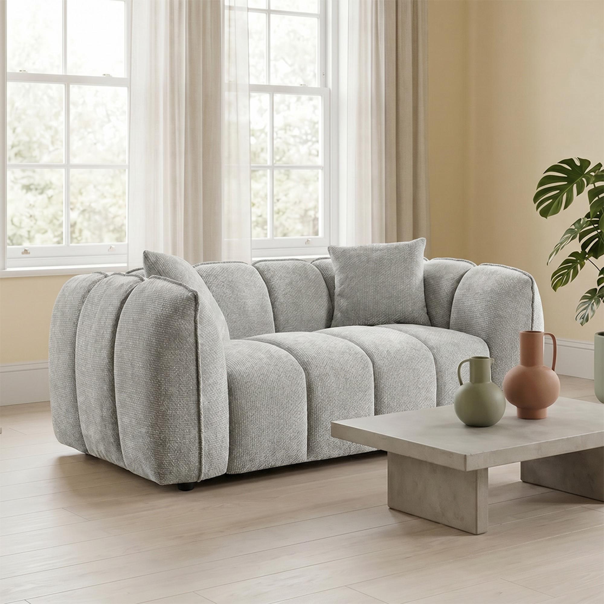 Venice Sofa - Grey Fabric - 2 Seater