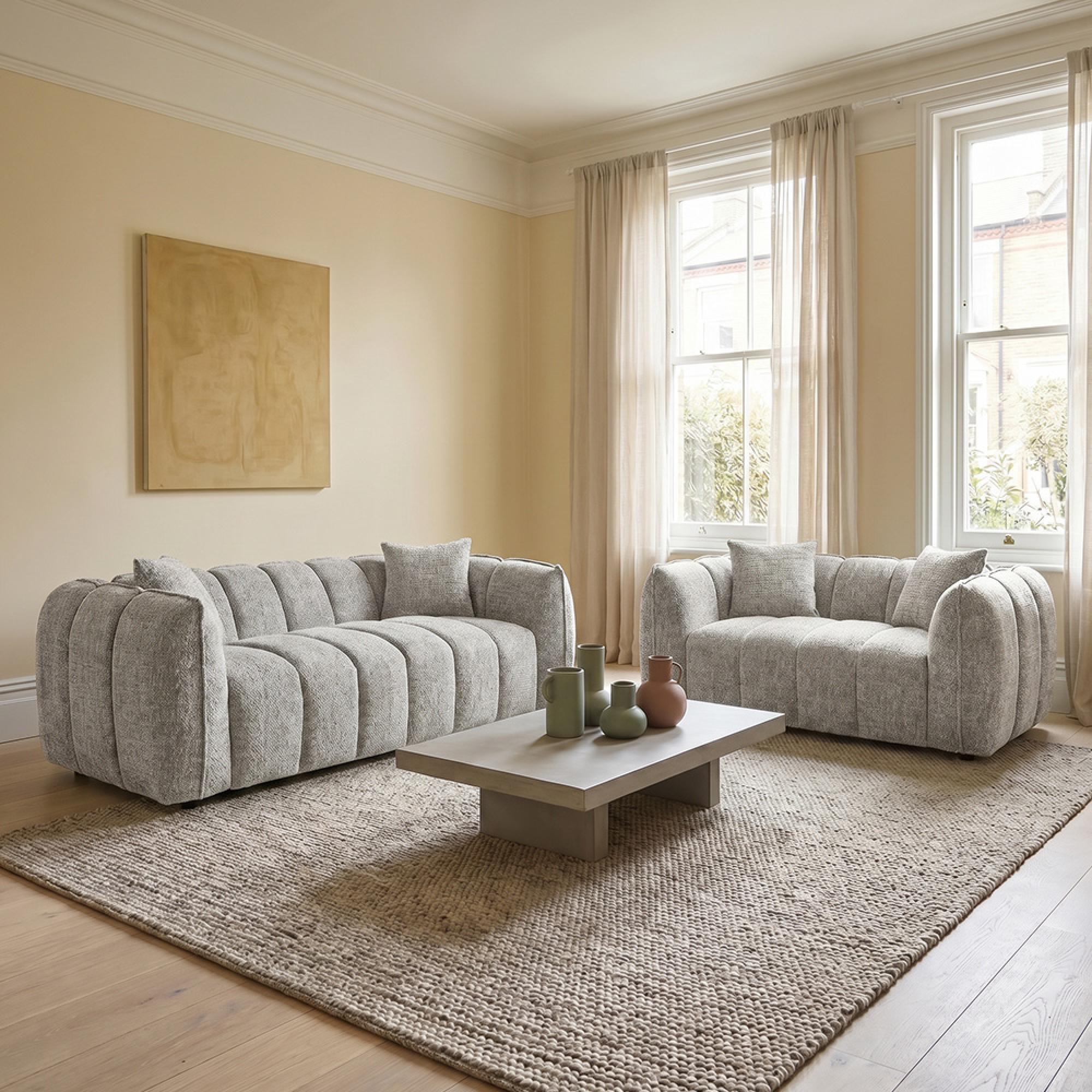 Venice Sofa Set - Grey Fabric - 3+2 Seater