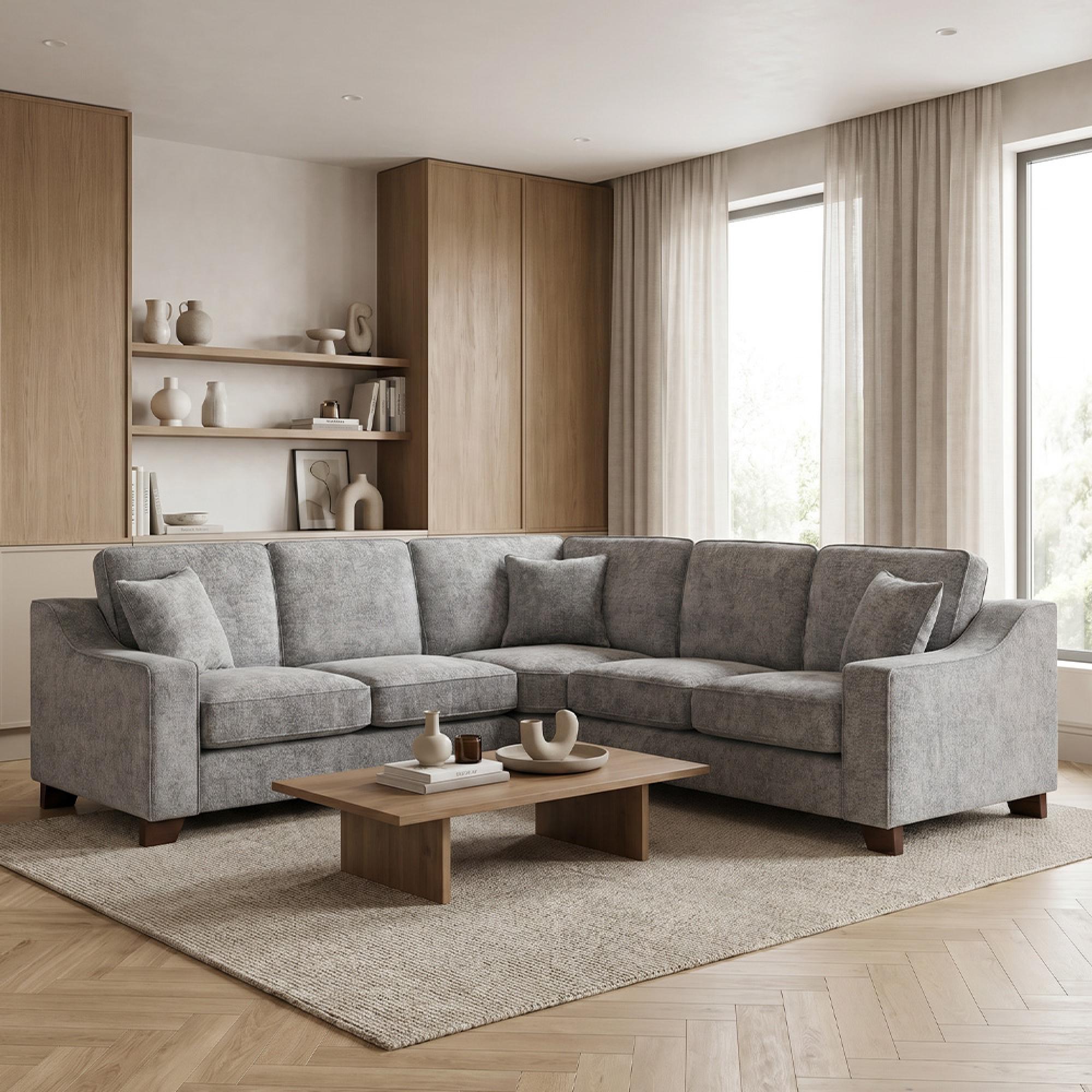Nebraska Corner Sofa Suite - Slate Grey Fabric - Large