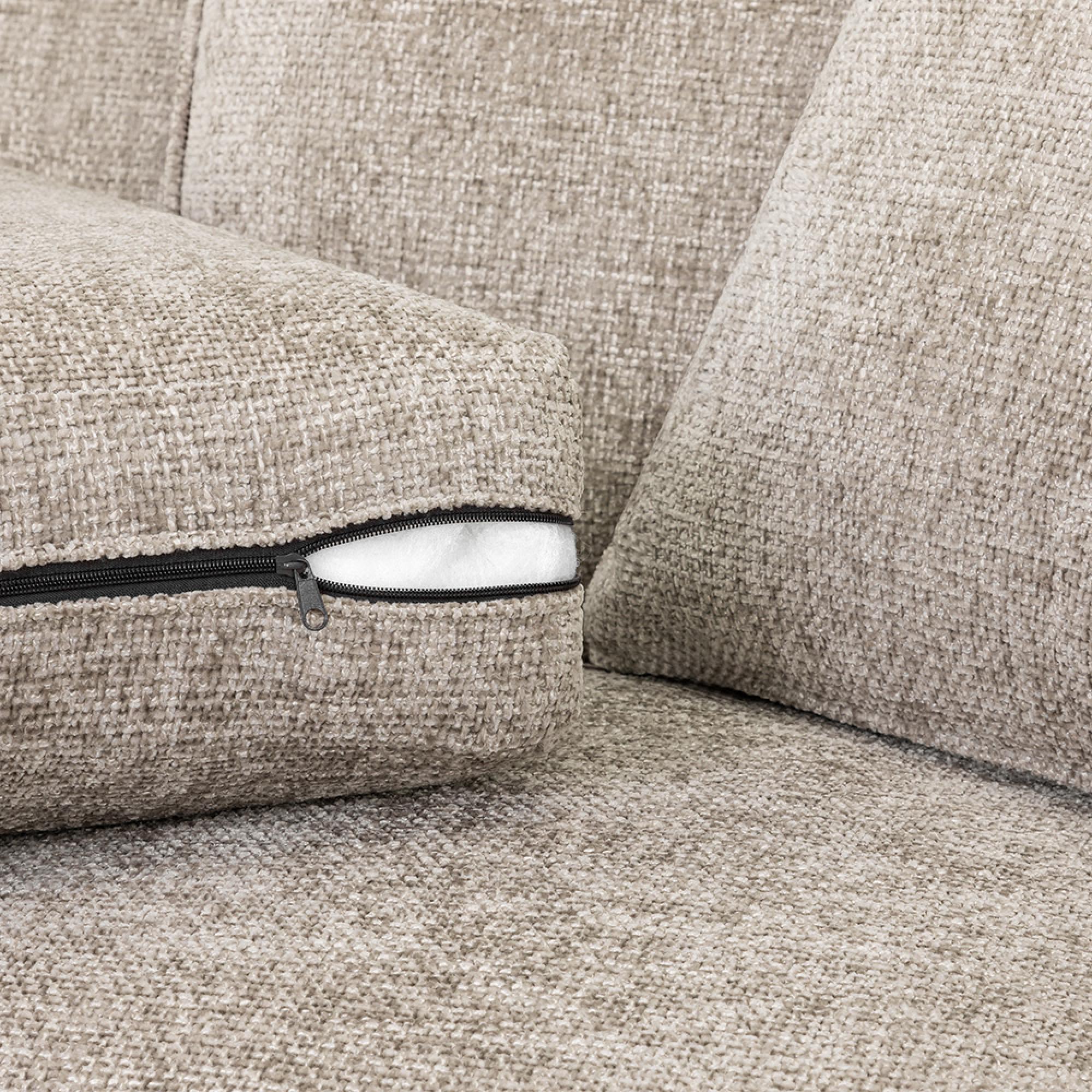 Nebraska Sofa Set - Beige Fabric - 3+1+1 Seater