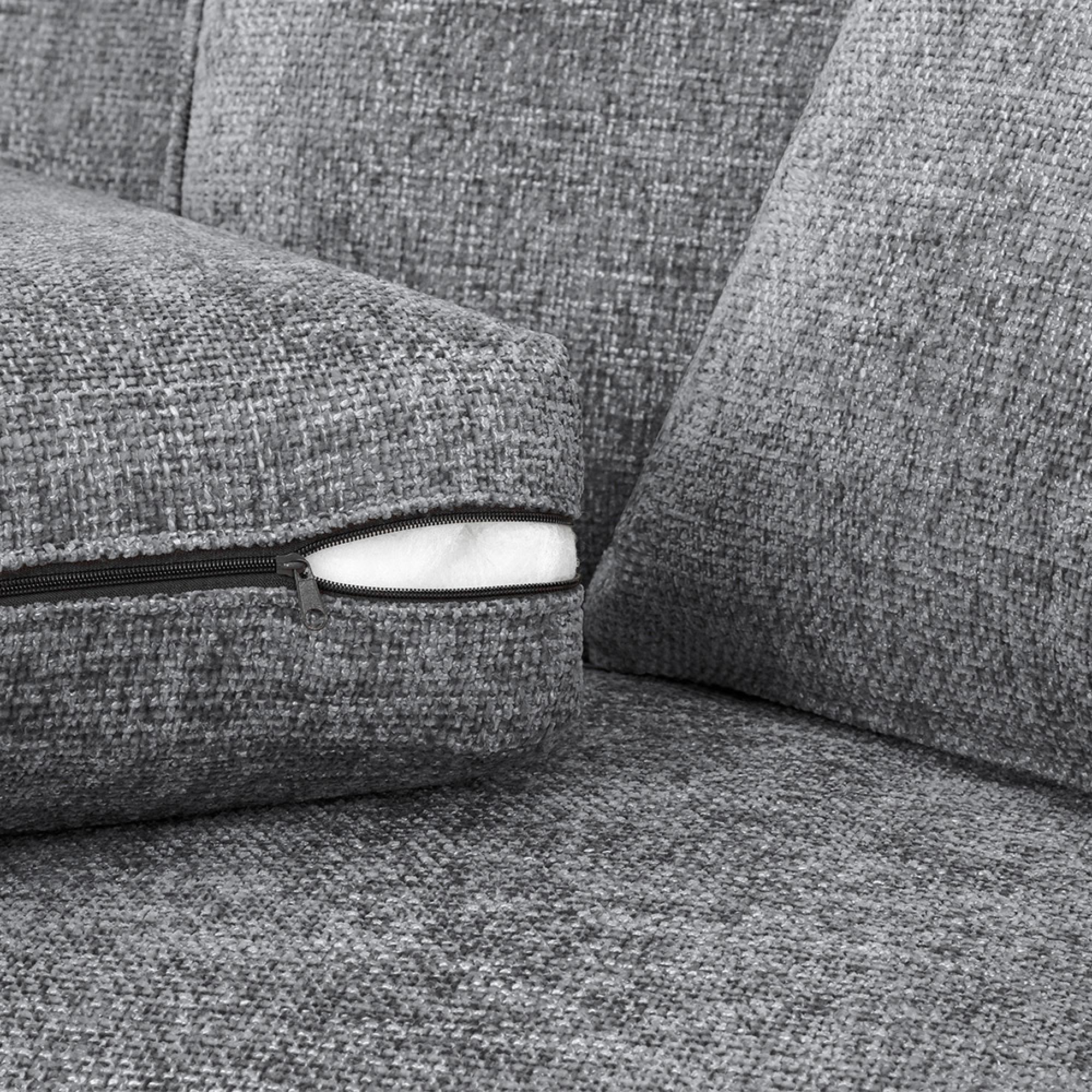 Nebraska Sofa Set - Slate Grey Fabric - 3+1+1 Seater