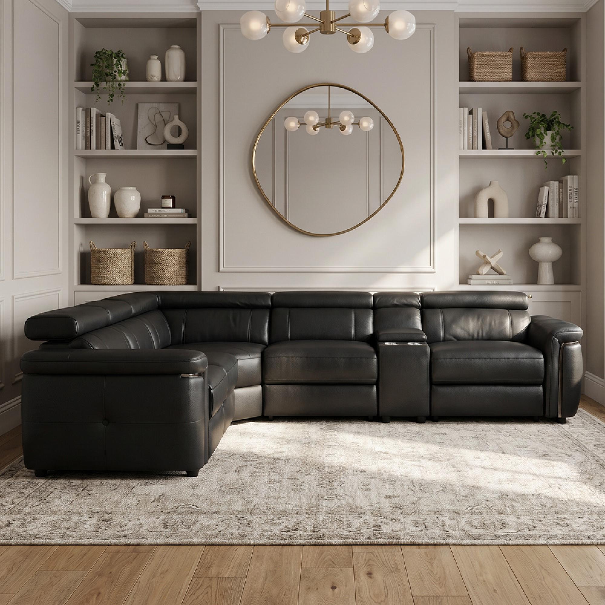 Somerville Electric Recliner Corner Sofa - Black Leather