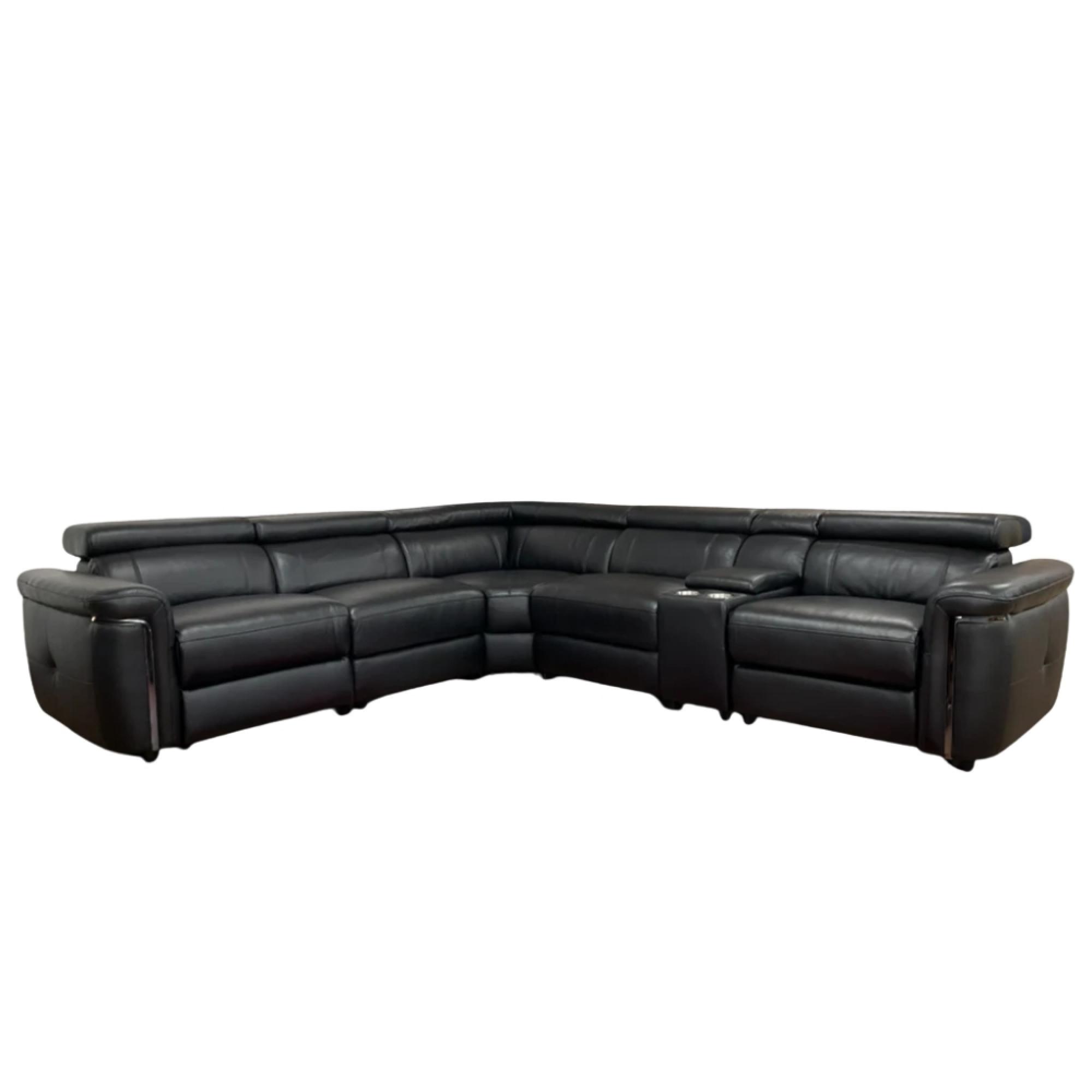 Somerville Electric Recliner Corner Sofa - Black Leather