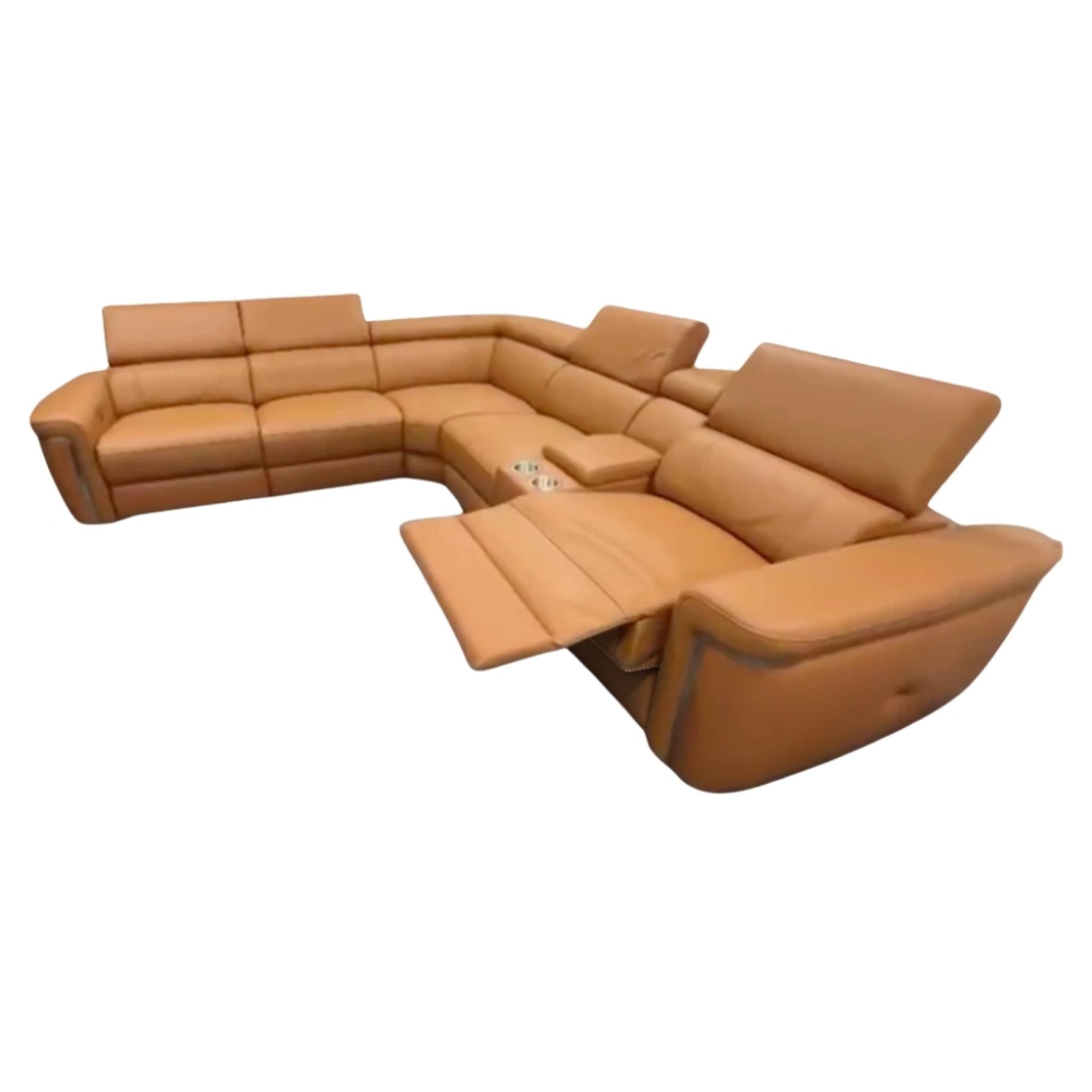 Somerville Electric Recliner Corner Sofa - Tan Leather
