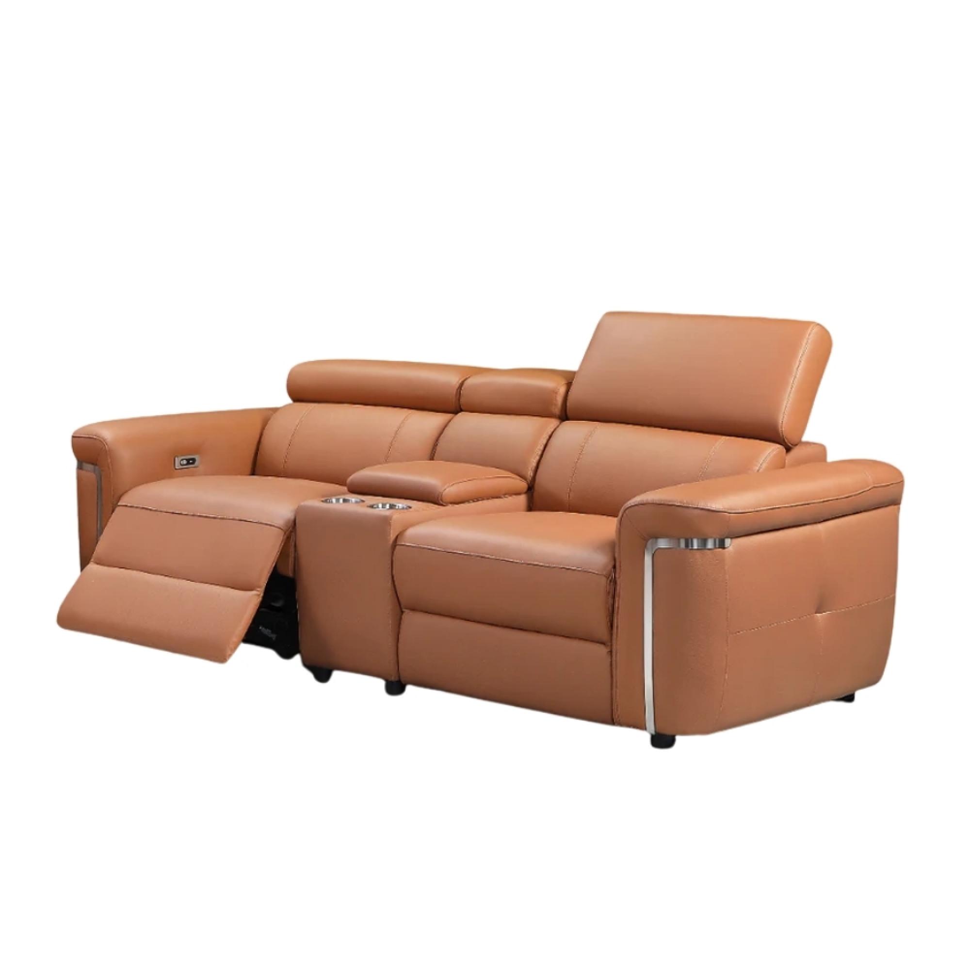 Somerville Electric Recliner Sofa - Tan Leather - 3+2 Seater