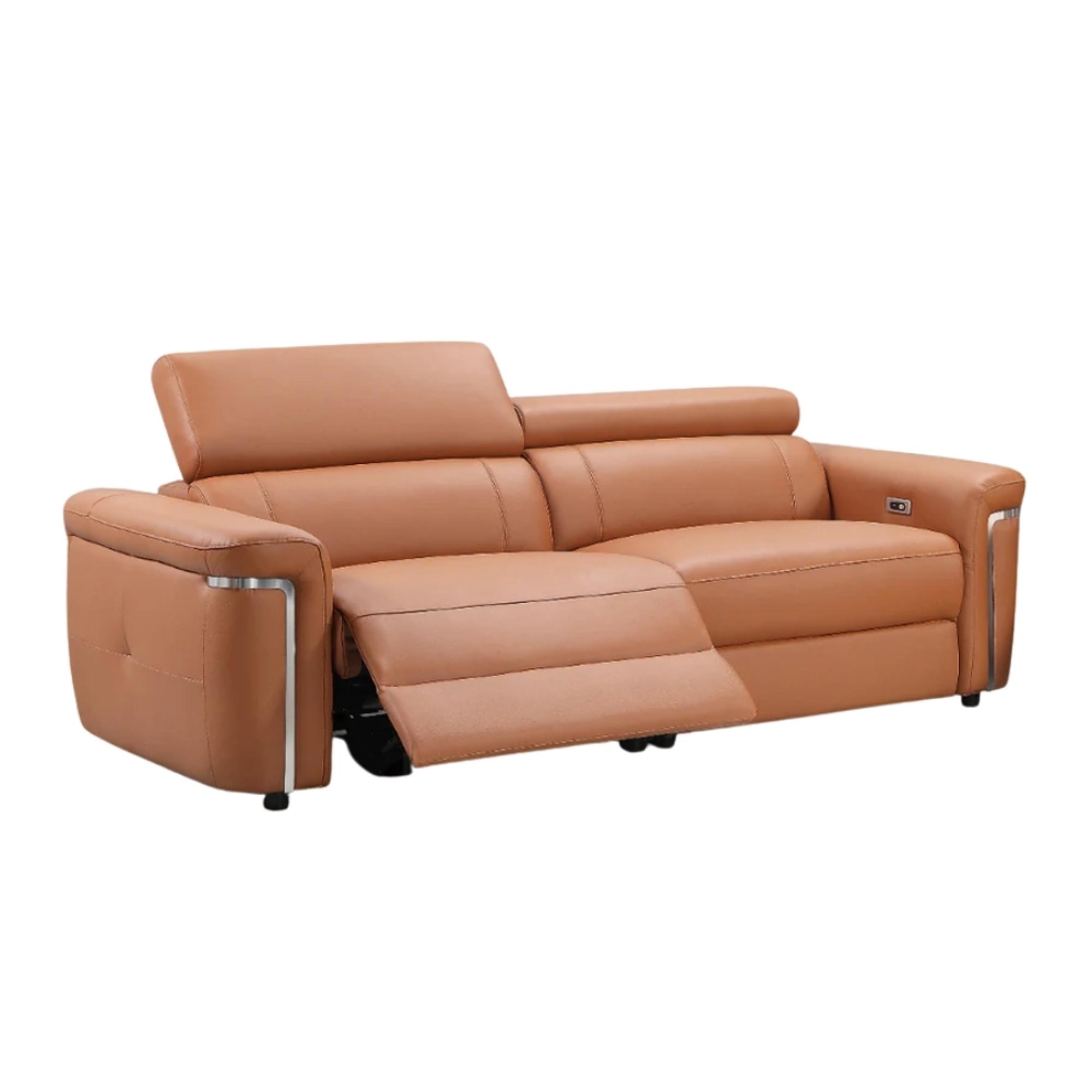 Somerville Electric Recliner Sofa - Tan Leather - 3 Seater