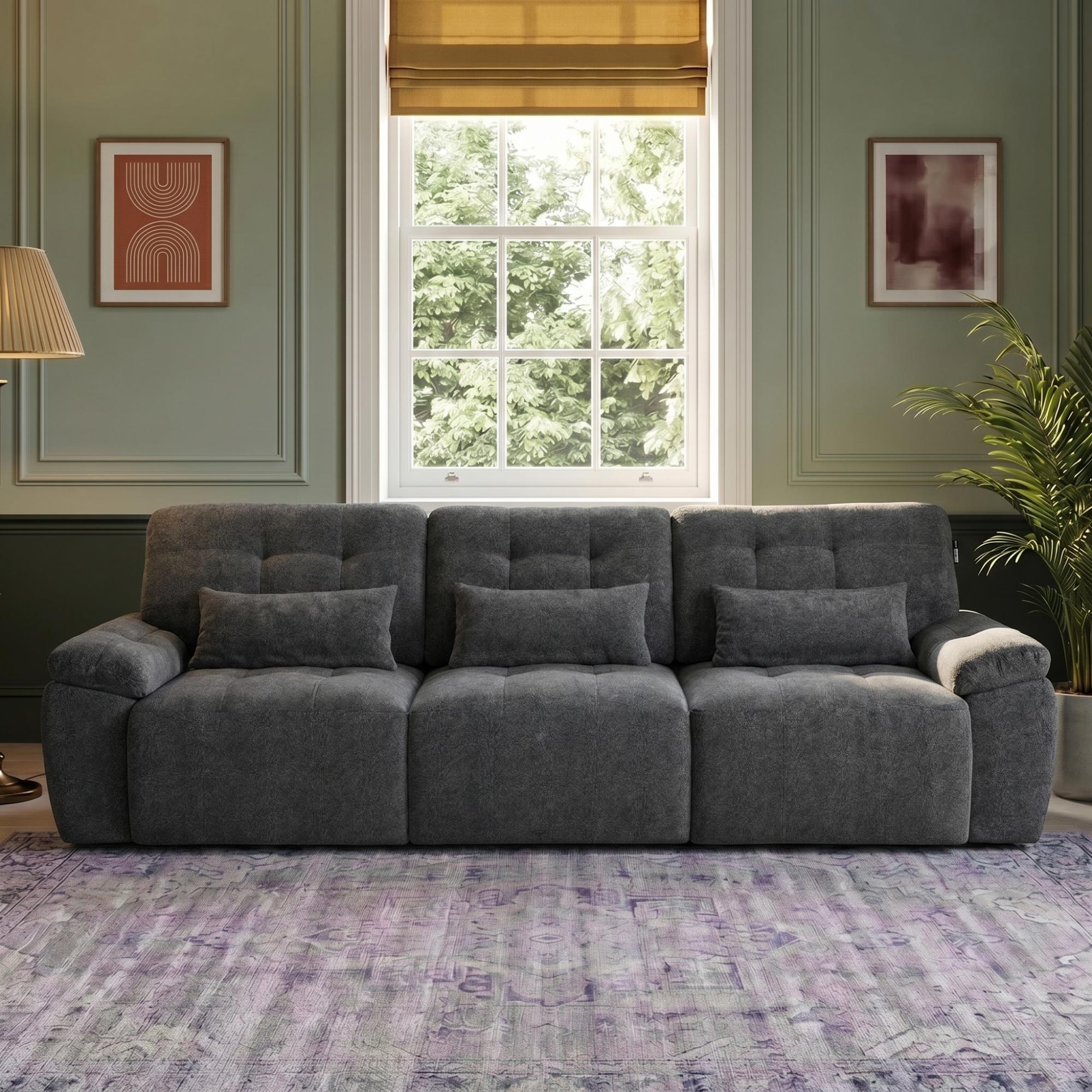 Dallas Electric Recliner Sofa Bed - Grey - 3 Seater - Pull Out