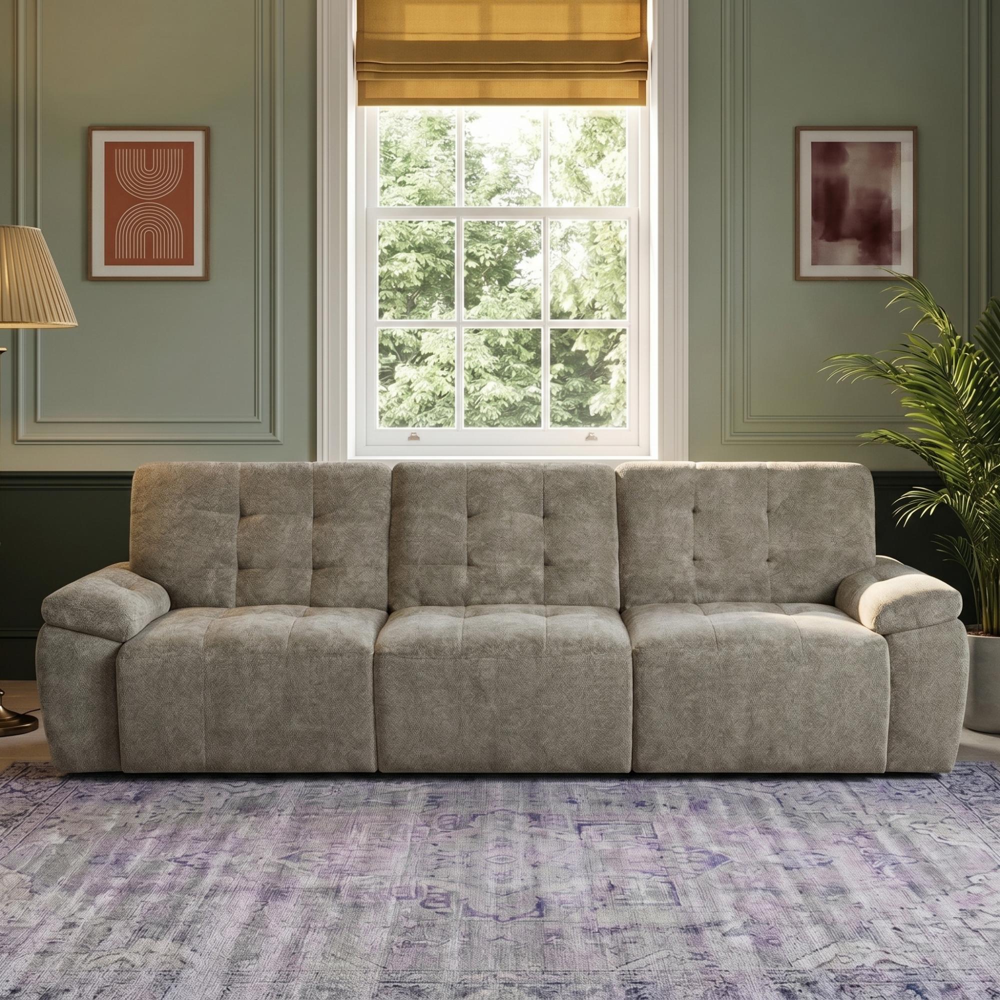 Dallas Electric Recliner Sofa Bed - Mushroom - 3 Seater - Pull Out