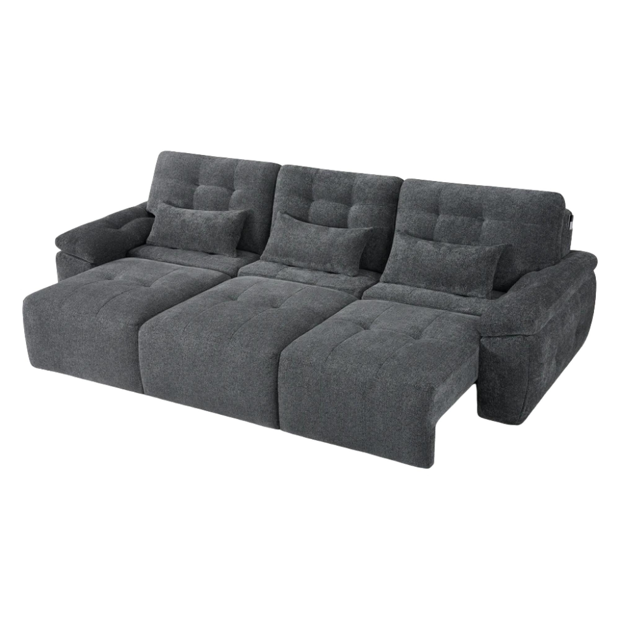 Dallas Electric Recliner Sofa Bed - Grey - 3 Seater - Pull Out