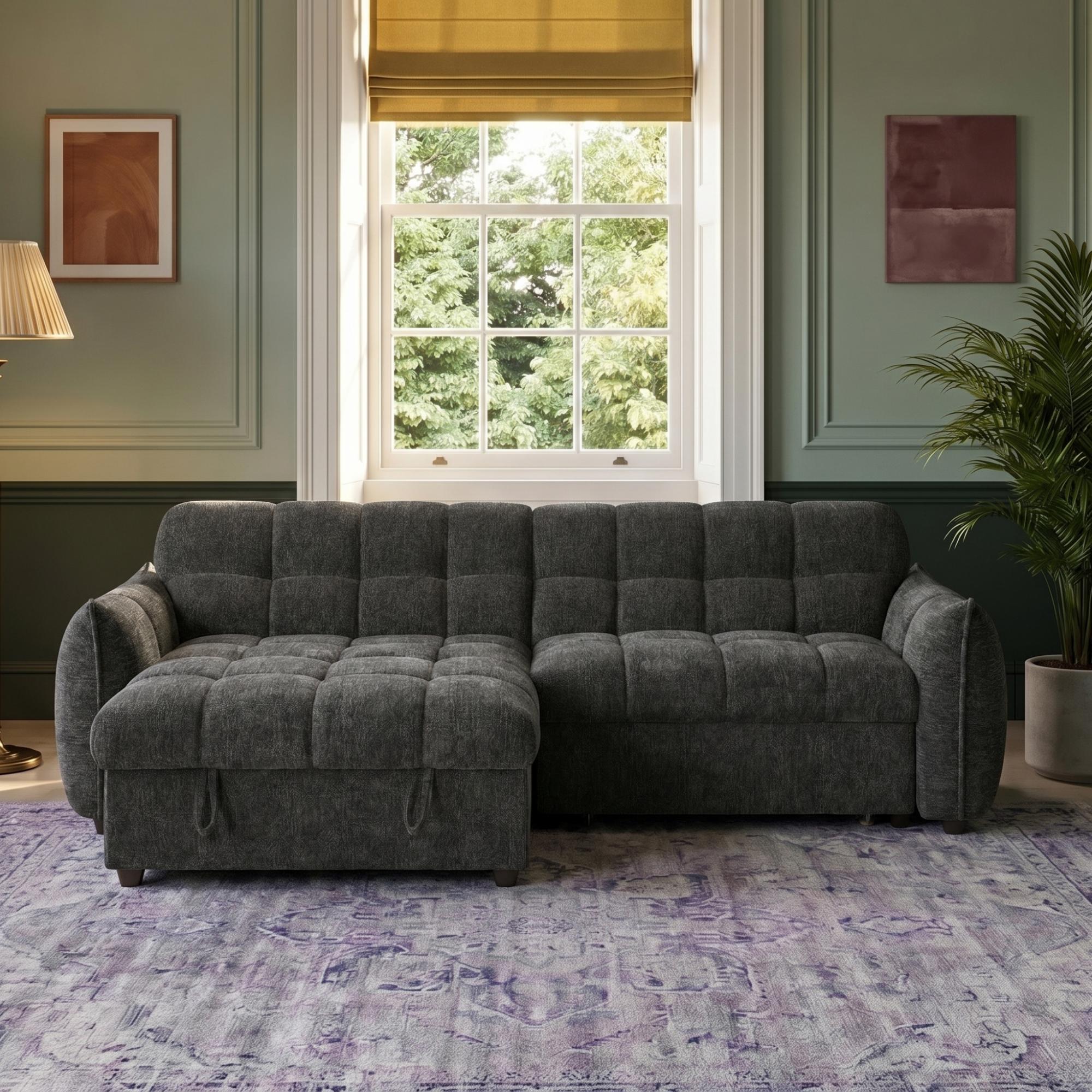 Florida Universal Corner Sofa Bed - Grey Fabric - Pull Out