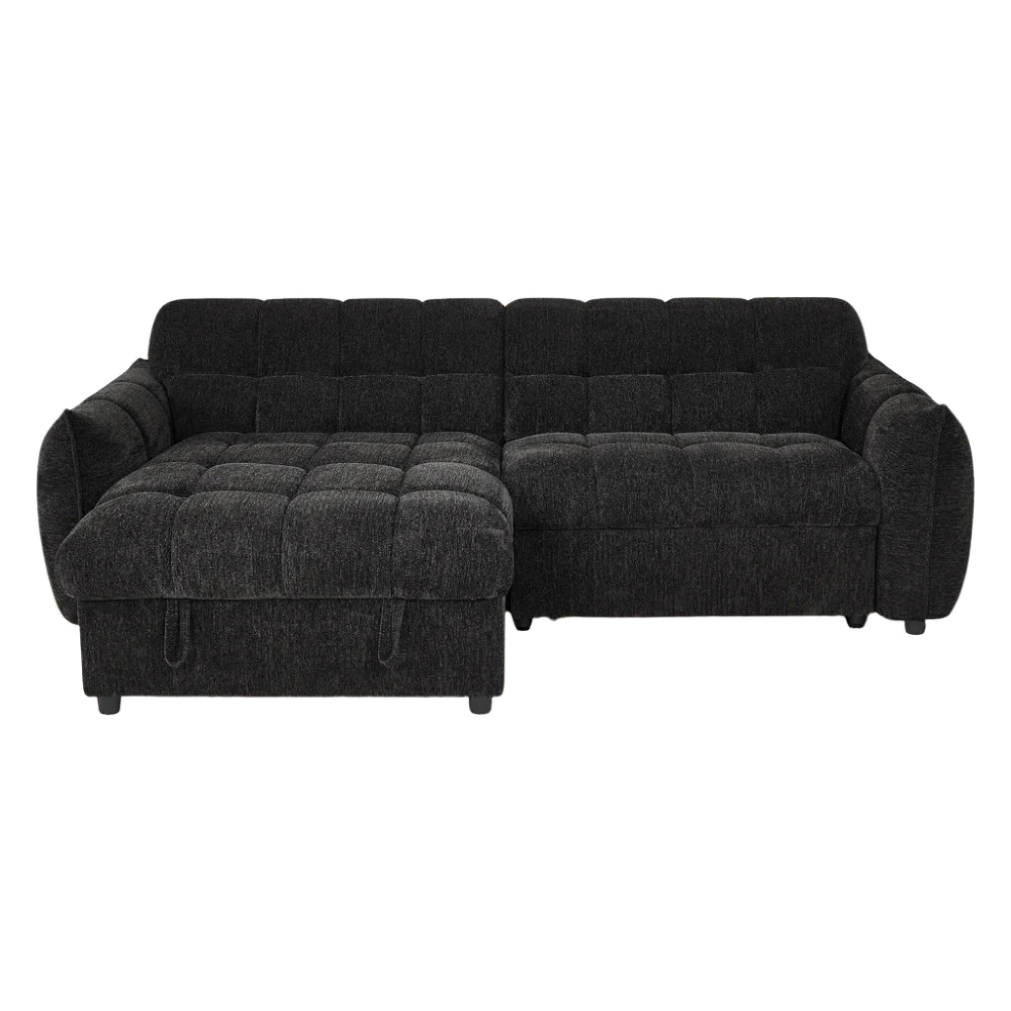 Florida Universal Corner Sofa Bed - Black Fabric - Pull Out