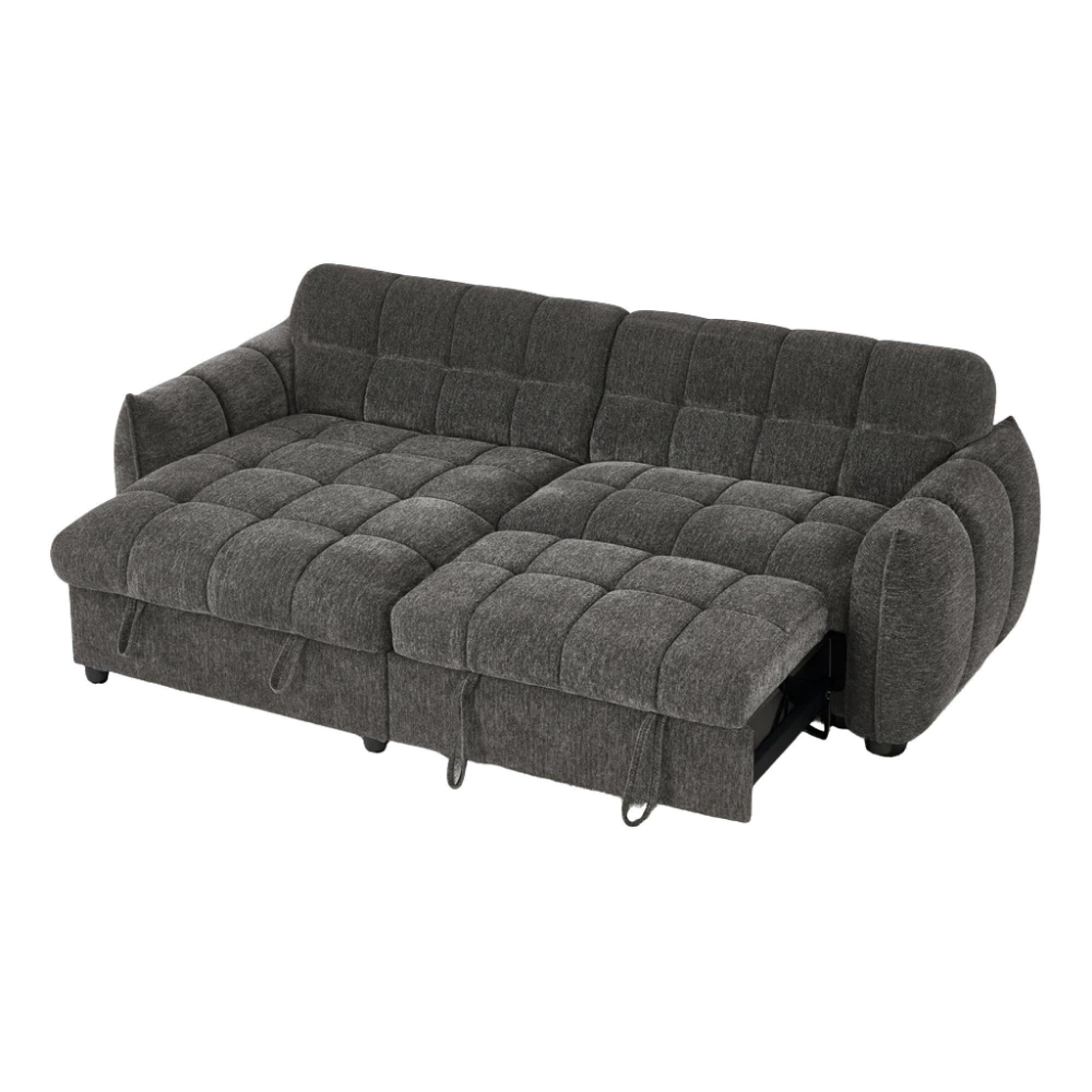 Florida Universal Corner Sofa Bed - Grey Fabric - Pull Out
