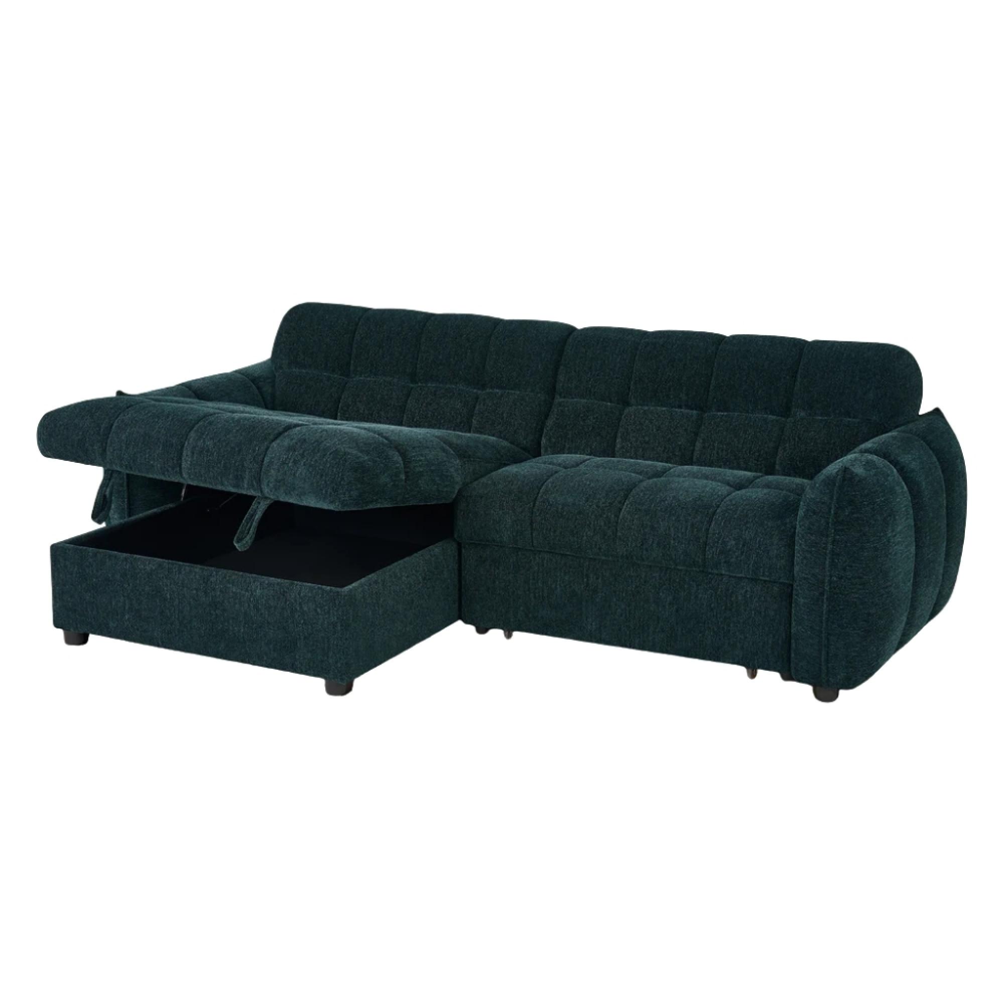 Florida Universal Corner Sofa Bed - Teal Fabric - Pull Out