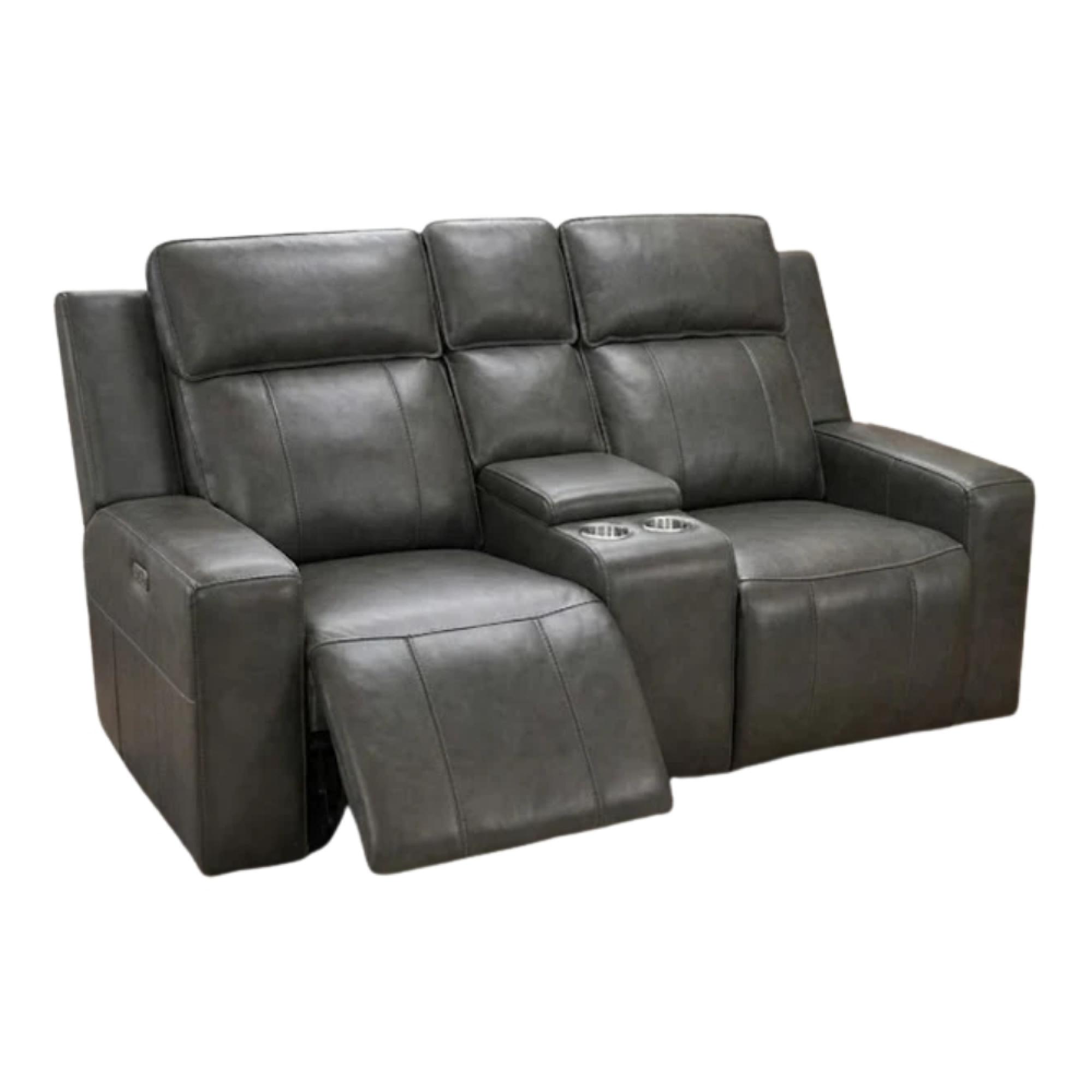 Barcelona Electric Recliner Sofa - Grey Leather - 3+2 Seater
