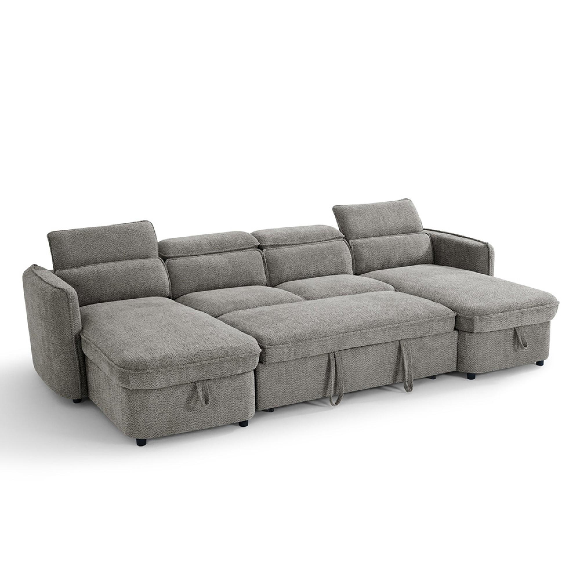 Capri U Shape Corner Sofa Bed - Grey Fabric - Pull Out