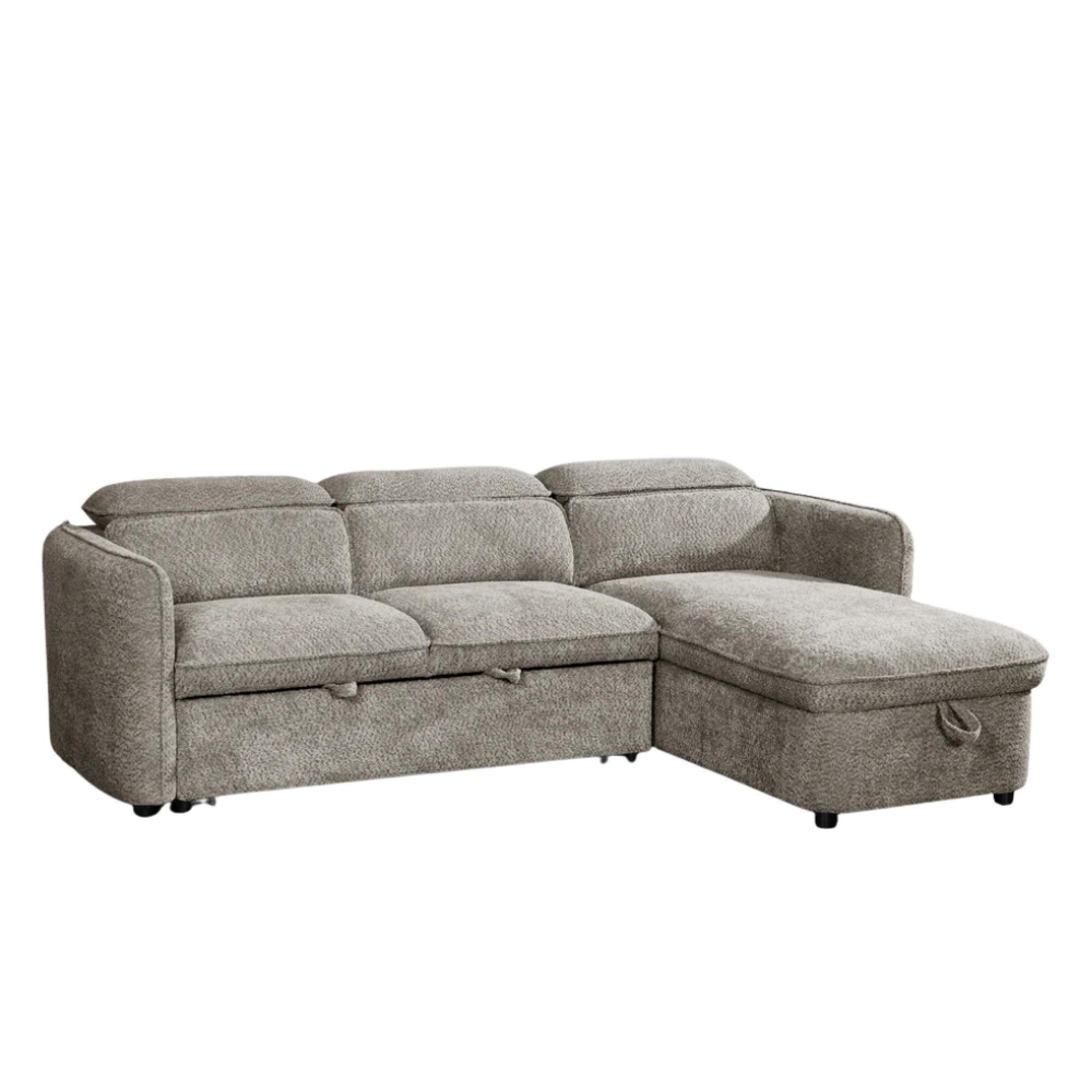 Capri Universal Corner Sofa Bed - Grey Fabric - Pull Out