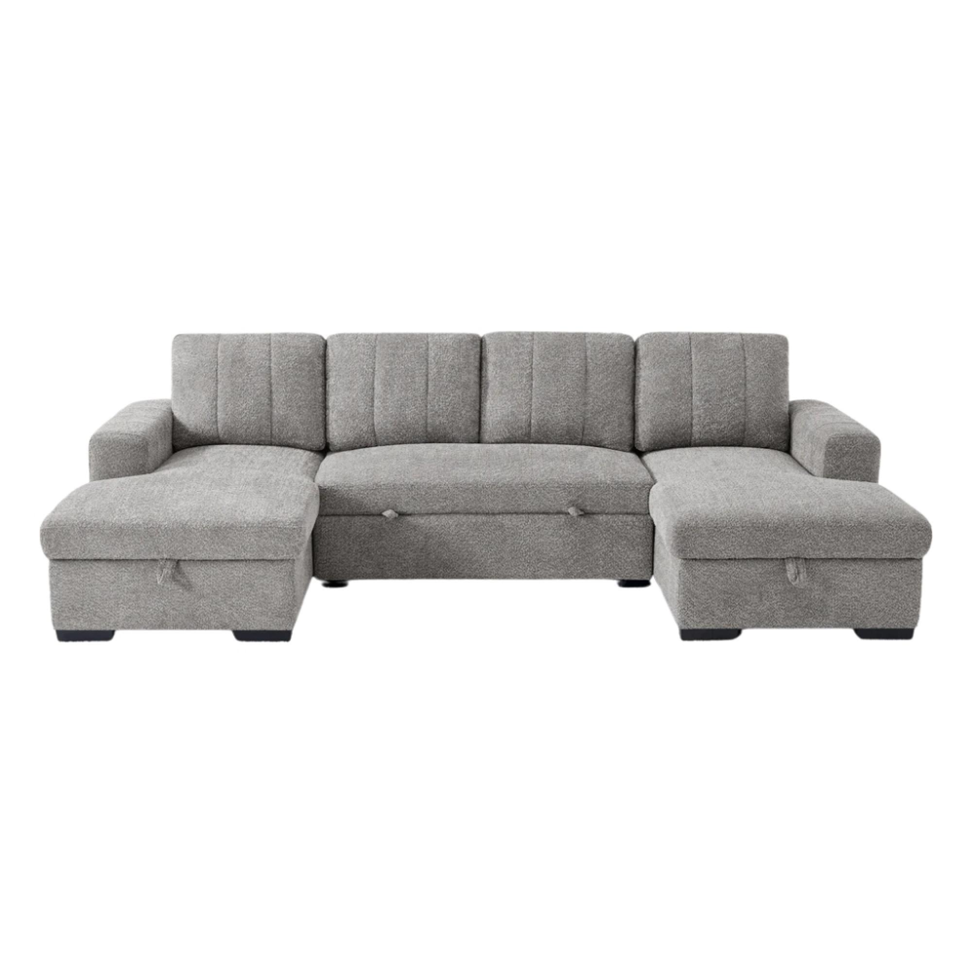 Como U Shape Corner Sofa Bed - Grey Fabric - Pull Out
