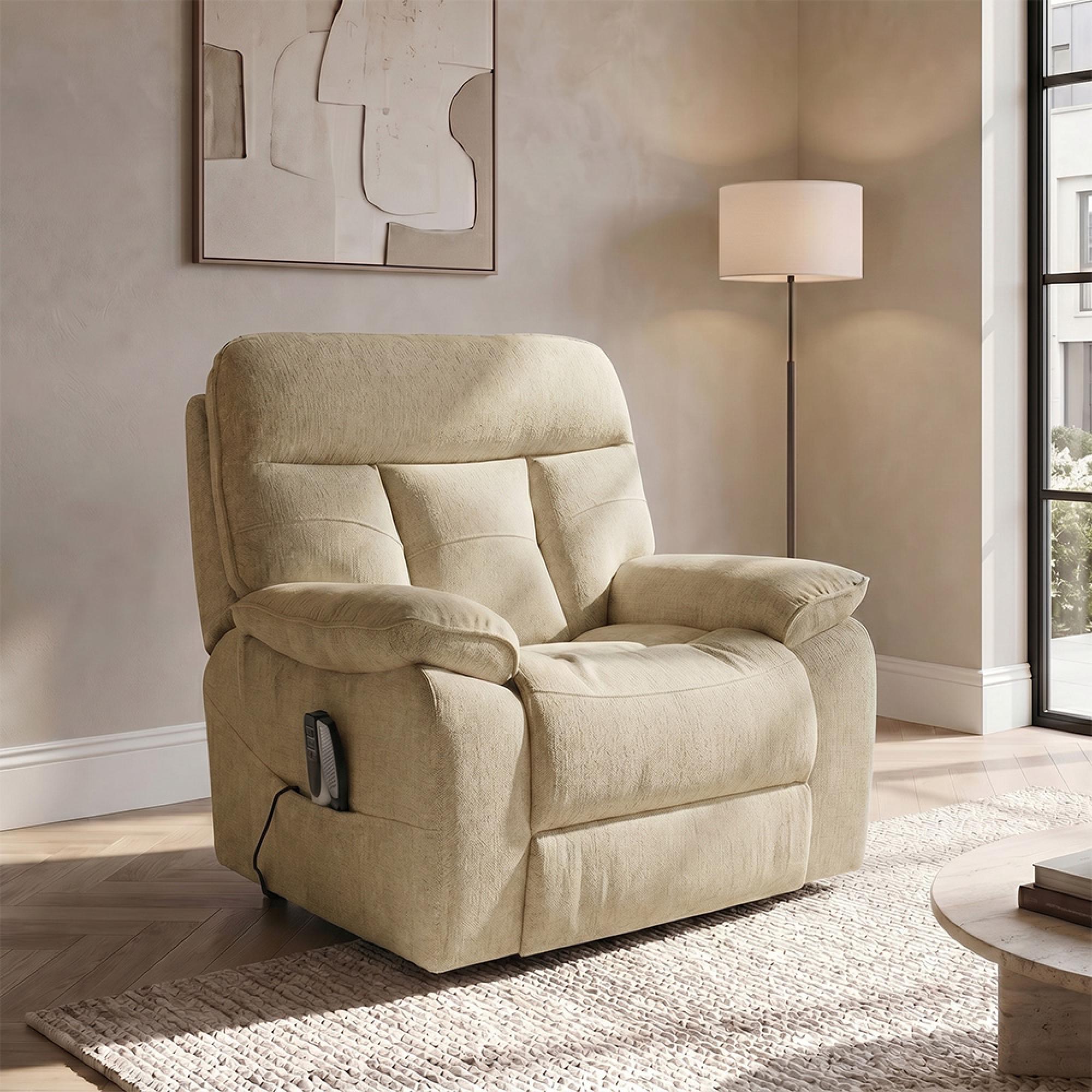 Cornwall Rise Recliner Armchair - Beige Fabric